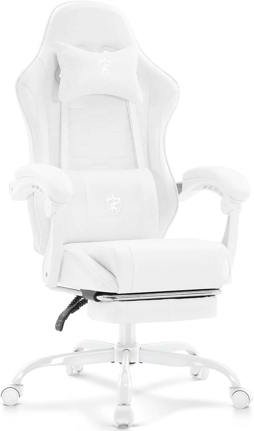 SILLA DE OFICINA MORKPRISM GAMING CON MASAJE Y GEL, BLANCA - 1
