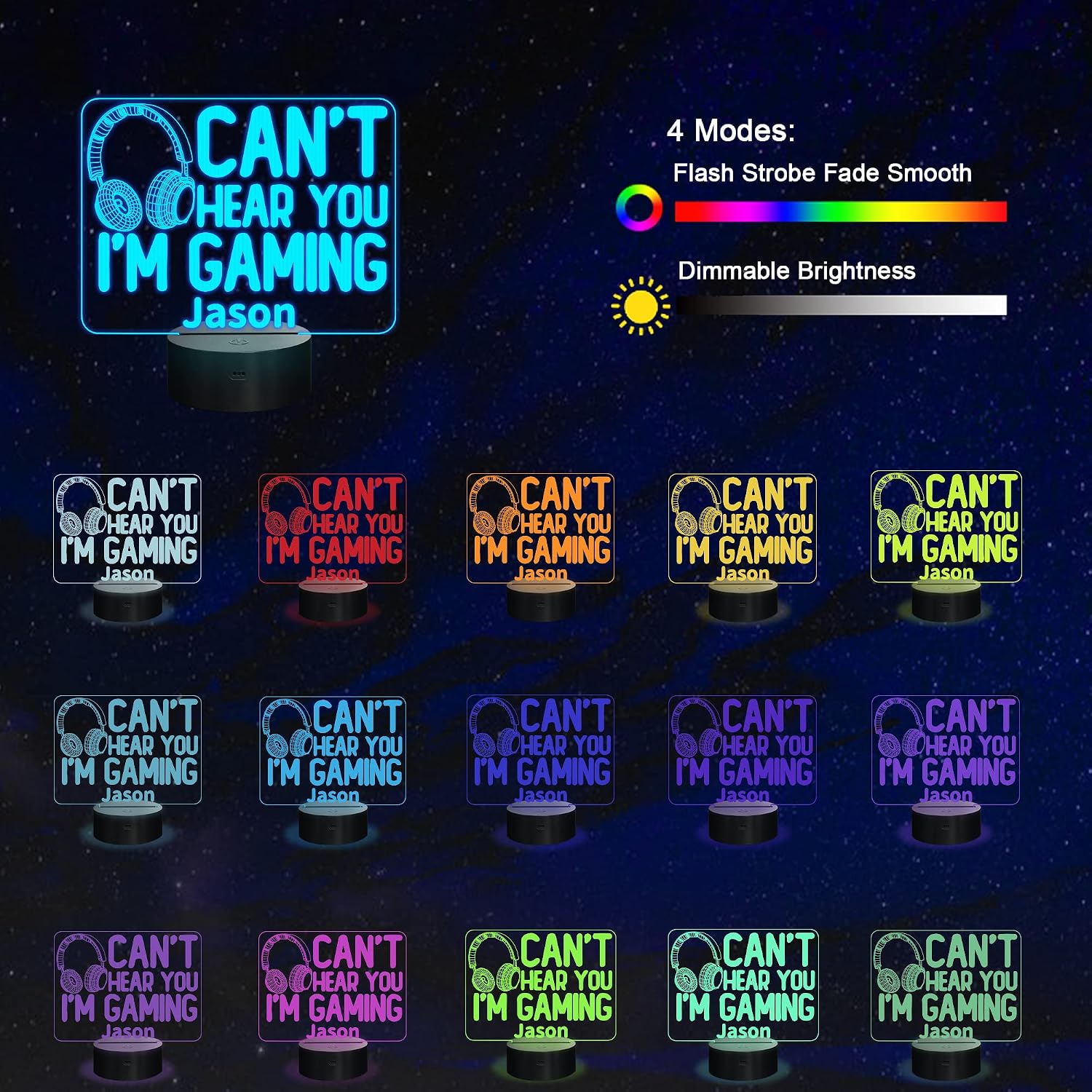 LÁMPARA DE PARED YUANDIAN GAMER 3D ILUSIÓN 16 COLORES CON CONTROL REMOTO - 2