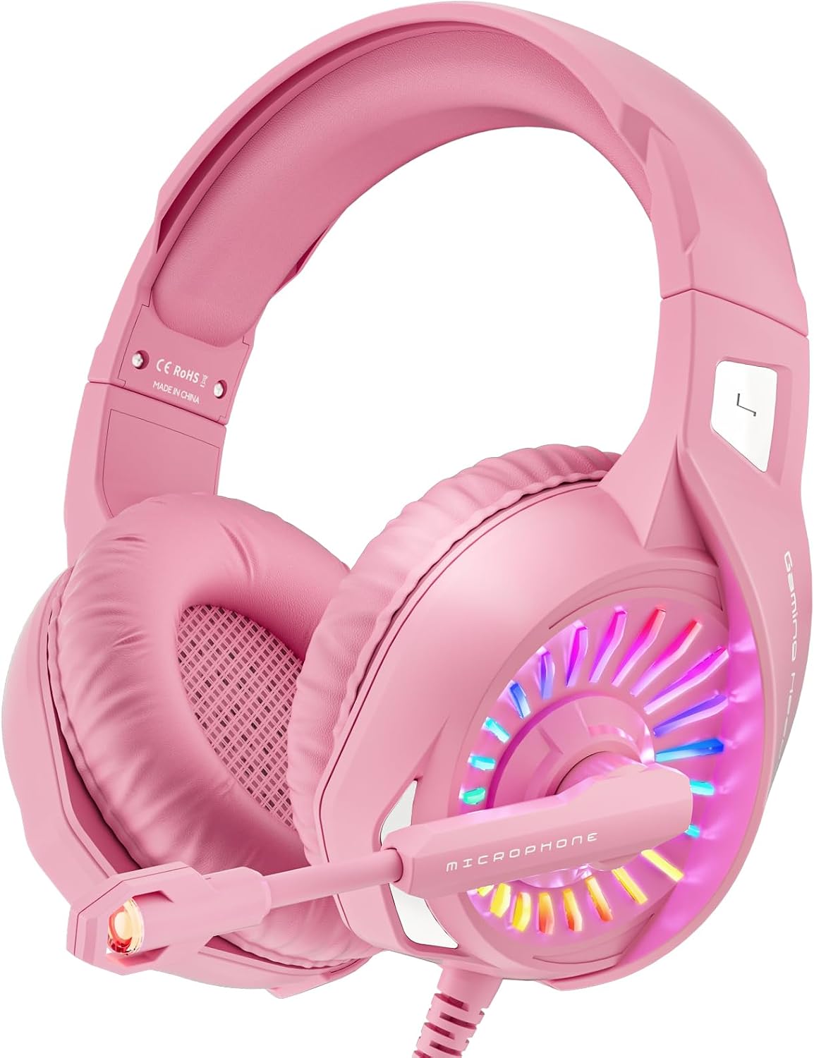 AUDÍFONOS GAMING ZIUMIER Z20 WIRED ROSA CON MICRÓFONO Y LED - 1