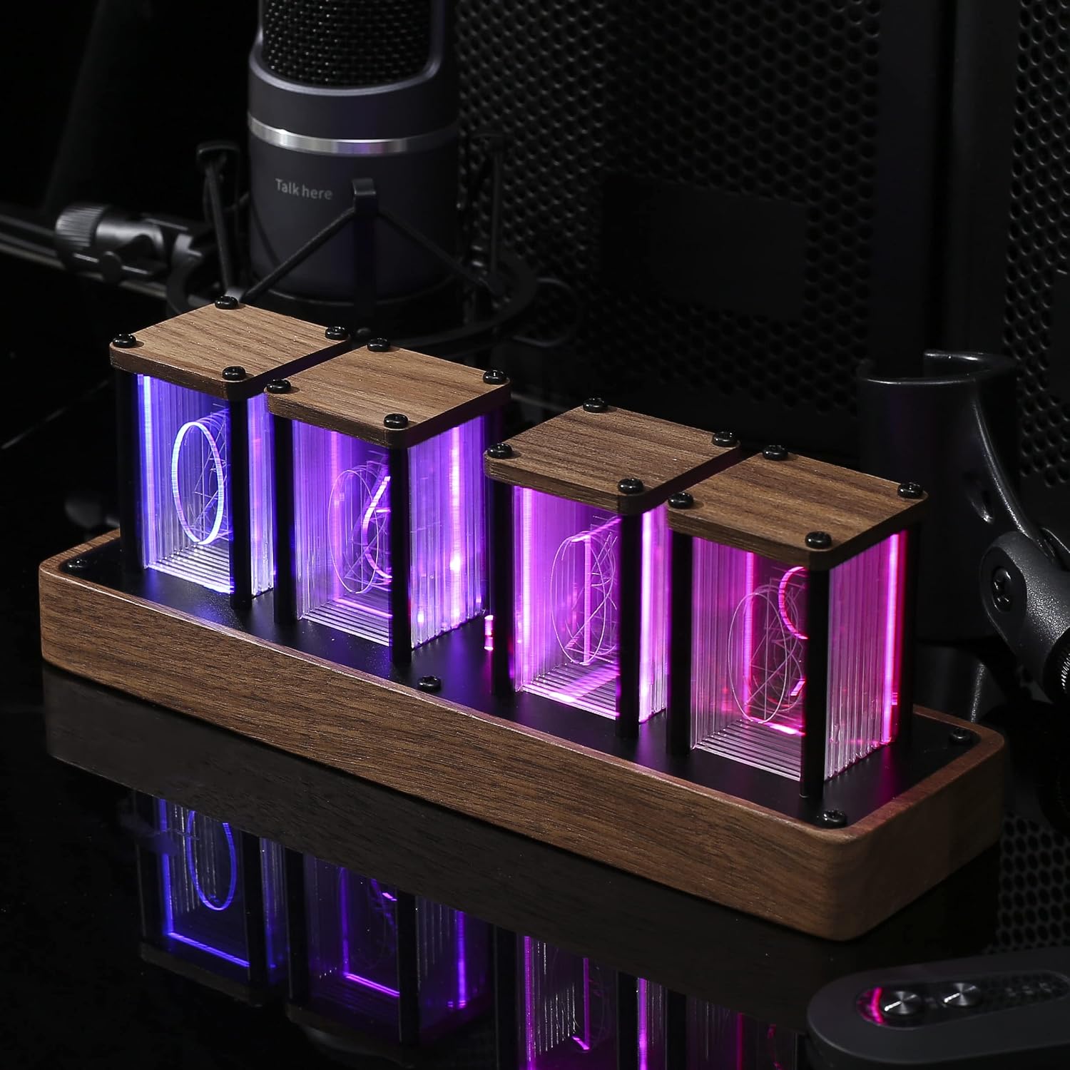 RELOJ DE PARED DIGITAL CLOCTECK NIXIE TUBE WALNUT CON SIMULACIÓN LED Y WI-FI - 2