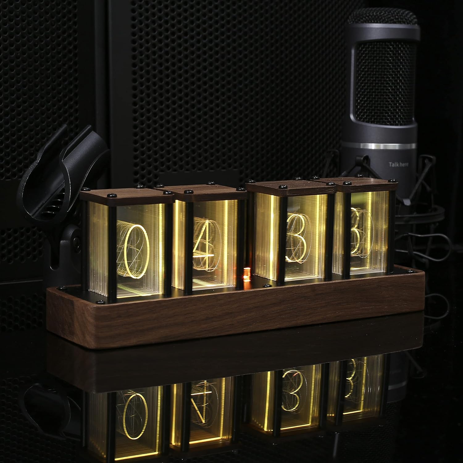 RELOJ DE PARED DIGITAL CLOCTECK NIXIE TUBE WALNUT CON SIMULACIÓN LED Y WI-FI - 3