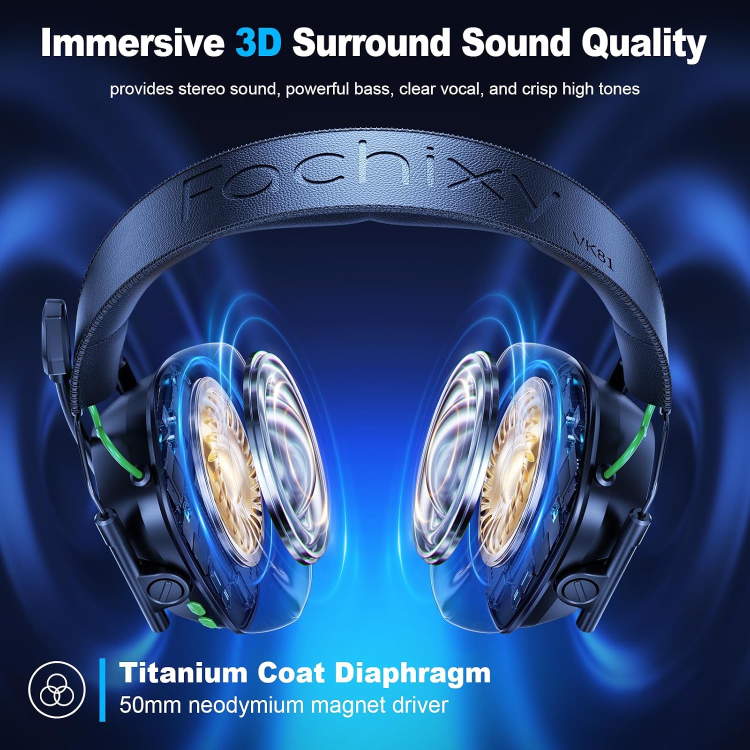 HEADSET INALÁMBRICO PARA GAMING FACHIXY VK81 PARA PS5, PS4, PC Y SWITCH - 2