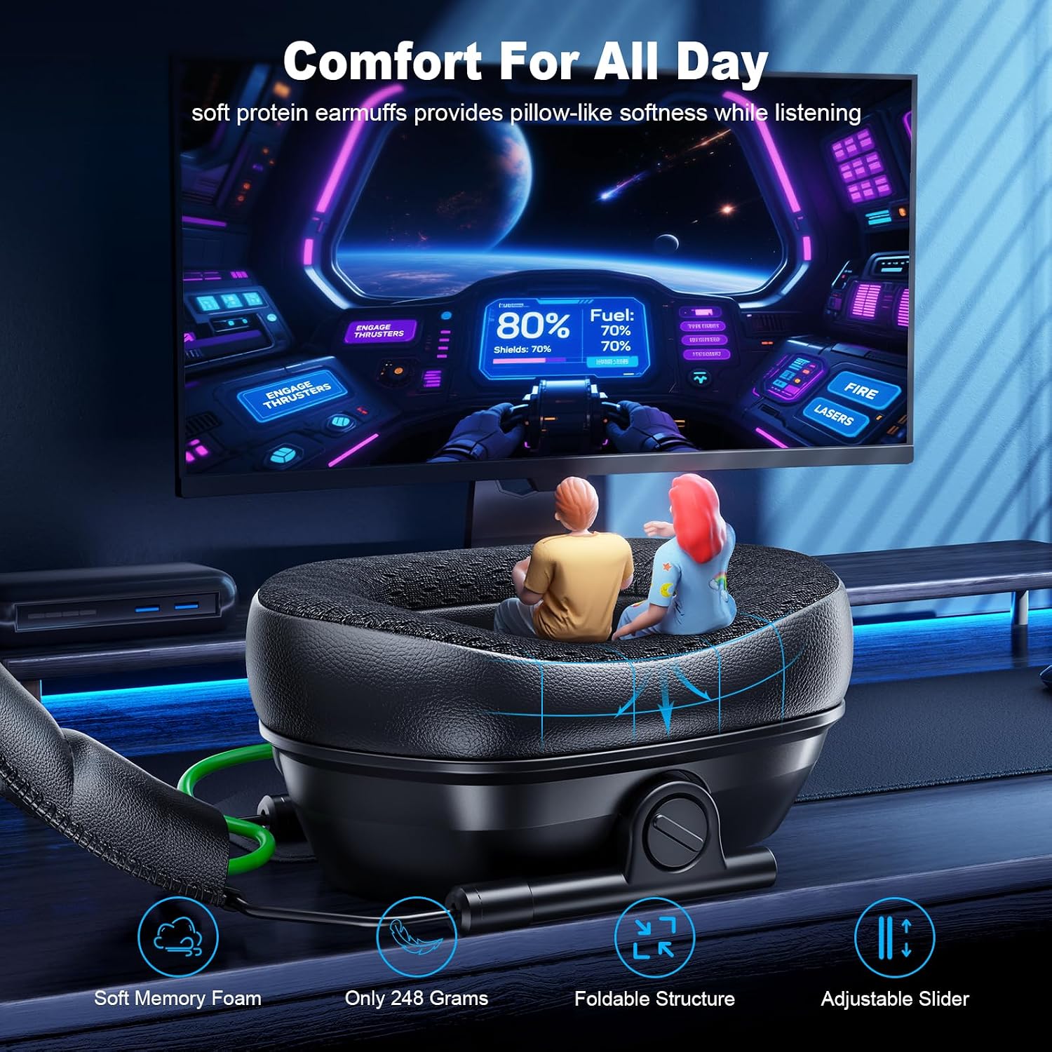HEADSET INALÁMBRICO PARA GAMING FACHIXY VK81 PARA PS5, PS4, PC Y SWITCH - 5