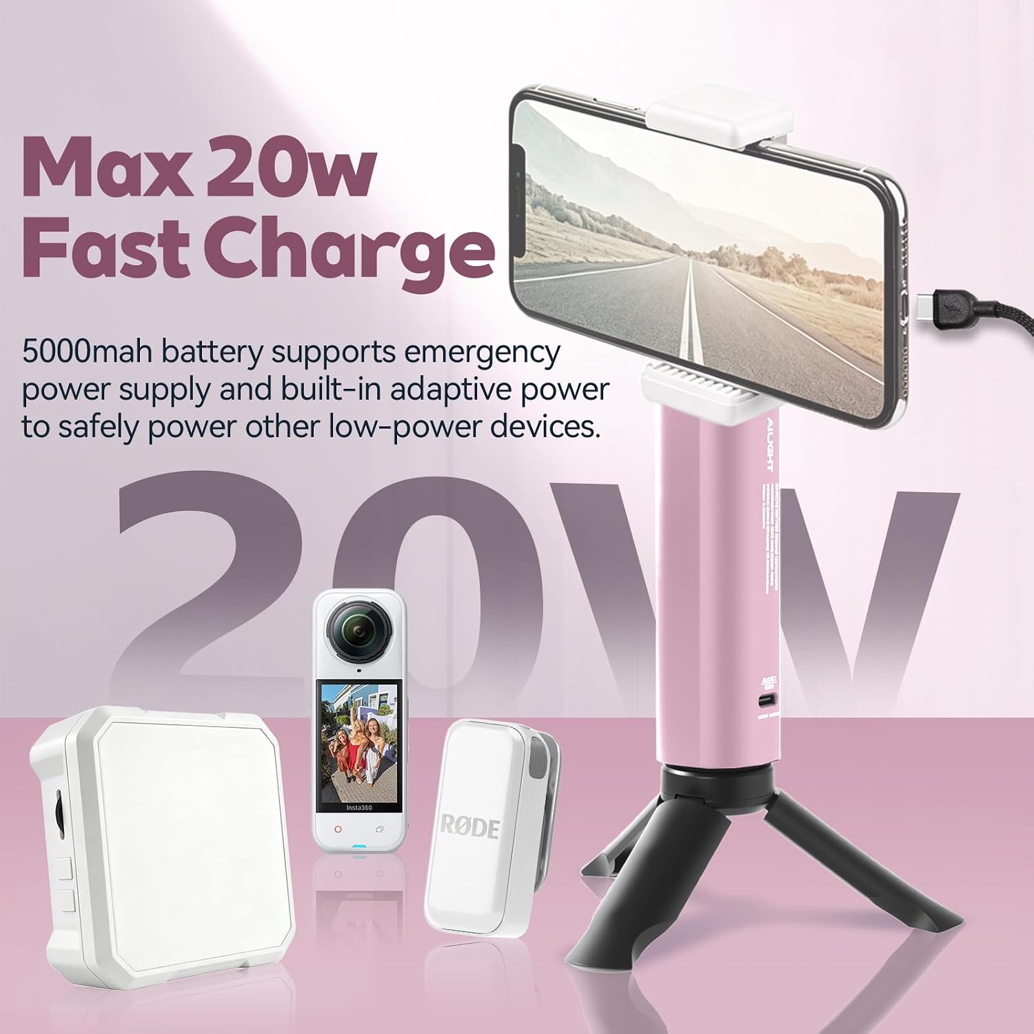 BATERÍA EXTERNA AILIGHT BATTERY HANDLE GRIP 5000MAH CON CARGA PD 20W PARA CÁMARAS GOPRO E INSTA360 - 3