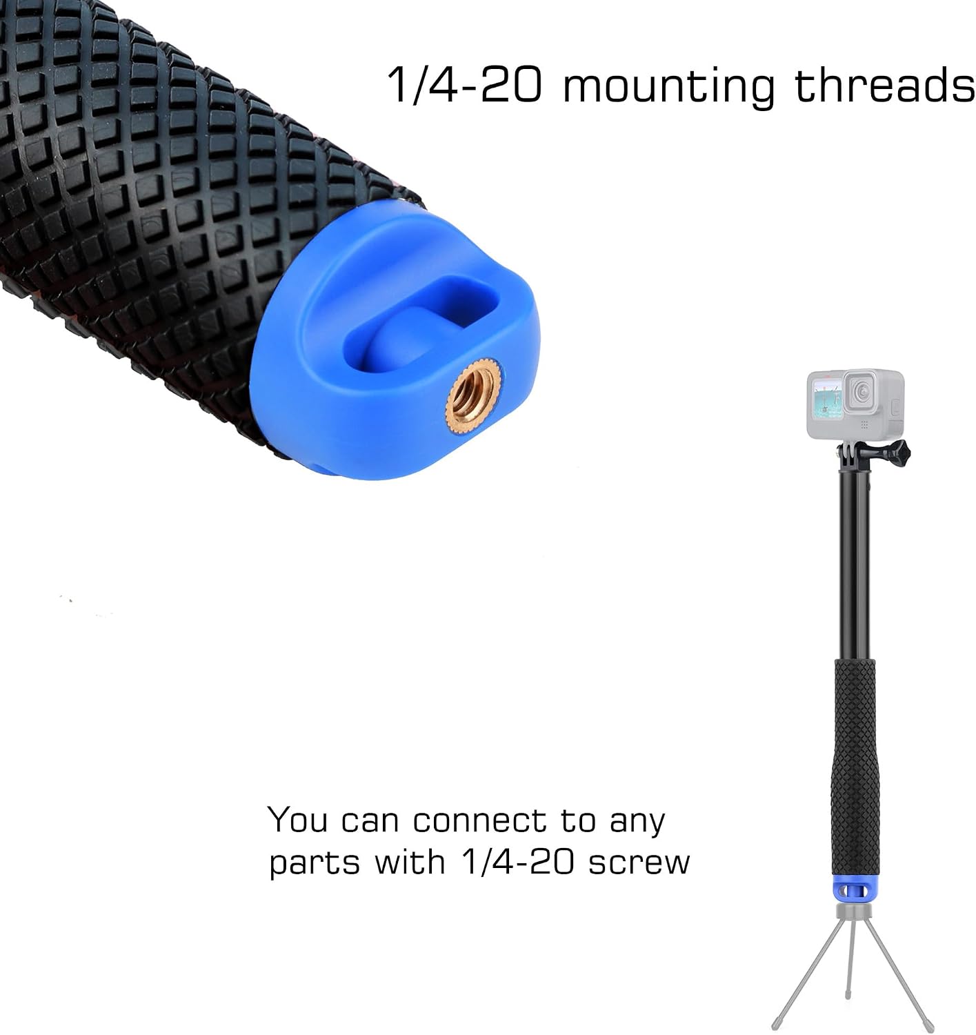 TRÍPODE PARA CÁMARA GEPULY 46'' IMPERMEABLE CON SOPORTE PARA GOPRO E INSTA360 - 2