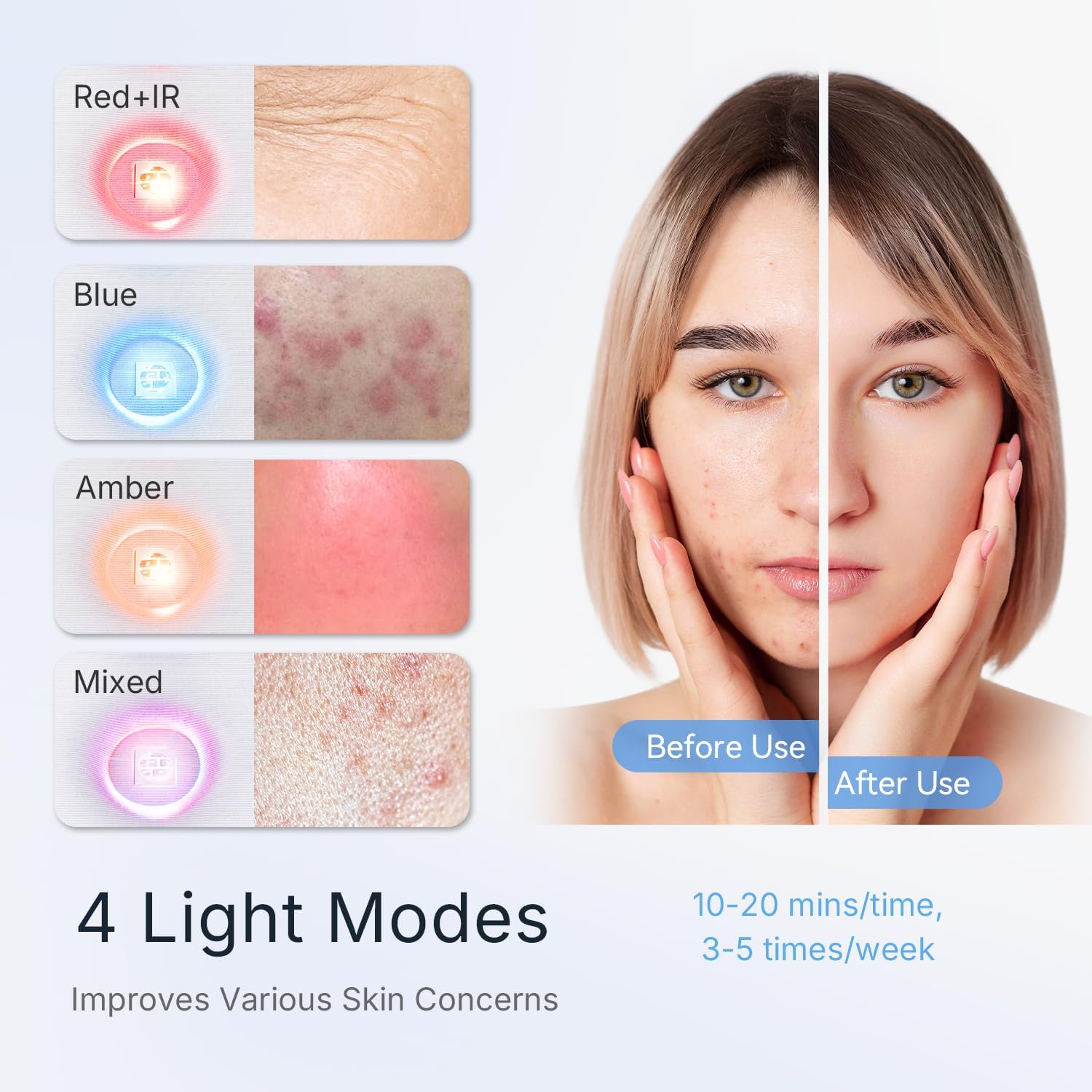 MASCARILLA FACIAL HELLO FACE TERAPIA DE LUZ LED 4 MODOS PARA ROSTRO Y CUELLO - 2