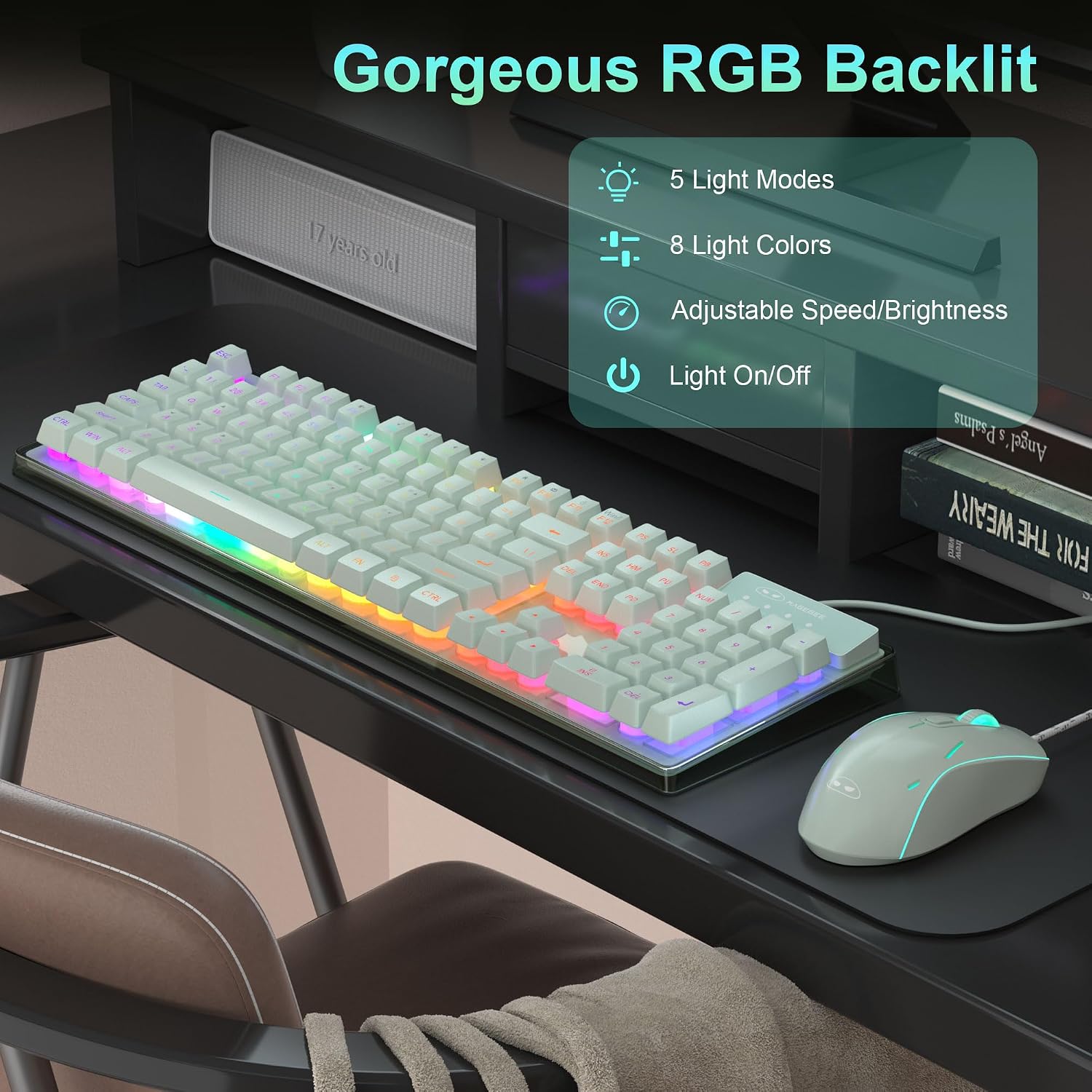 KIT DE TECLADO Y MOUSE MAGEGEE K1 RGB RETROILUMINADO VERDE - 3
