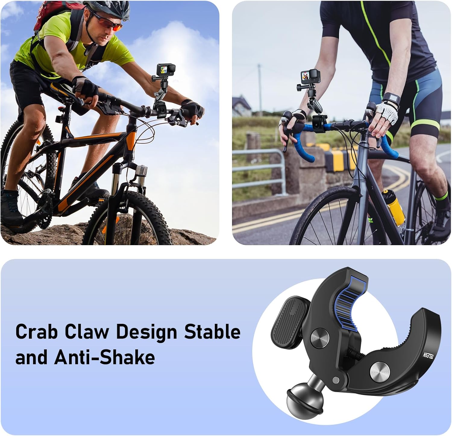SOPORTE CON ABRAZADERA TELESIN S2 PARA MANUBRIO DE BICICLETA Y MOTO - 4
