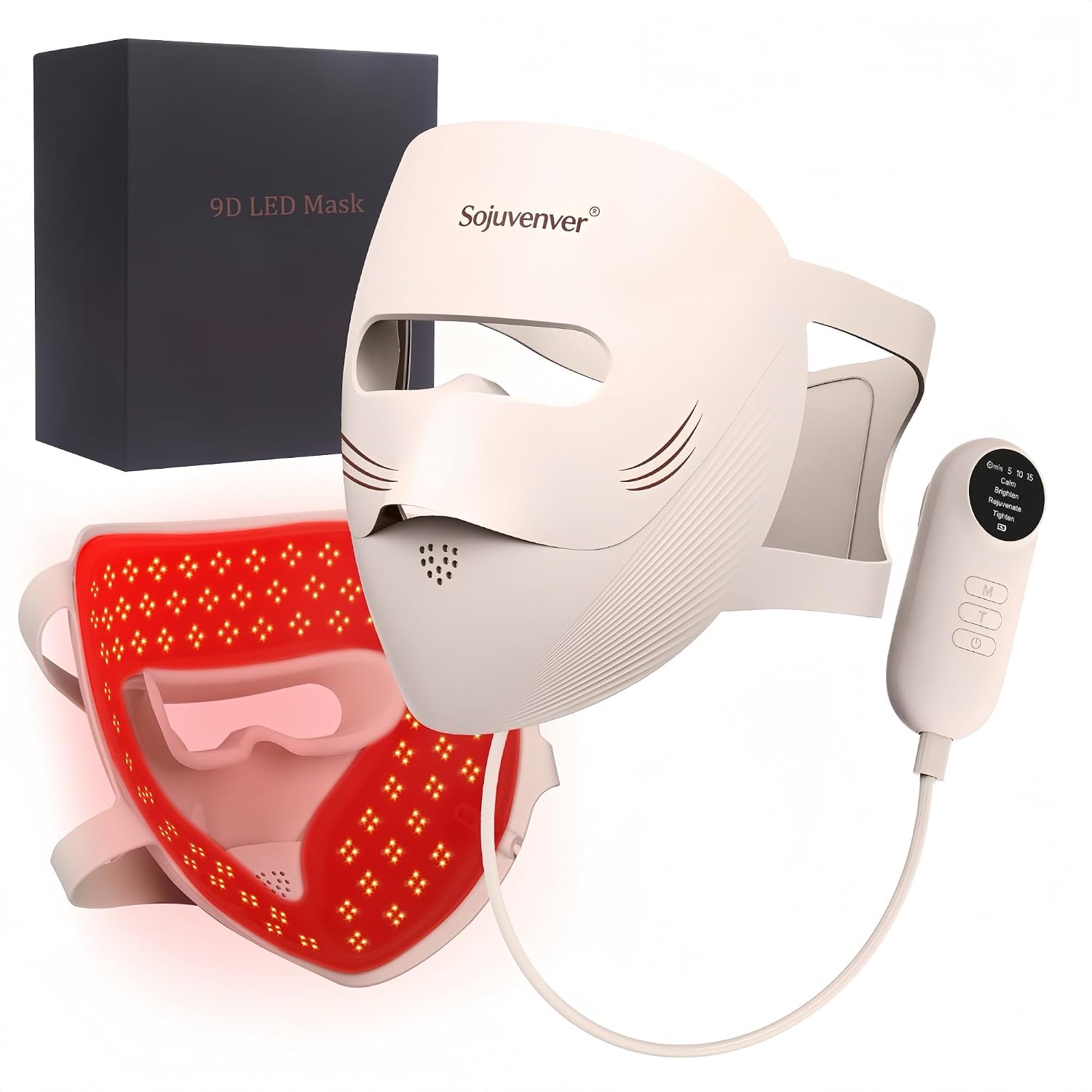 MASCARILLA FACIAL SOJUVENVER 9D TERAPIA DE LUZ ROJA 328 LEDS ANTIEDAD - 1