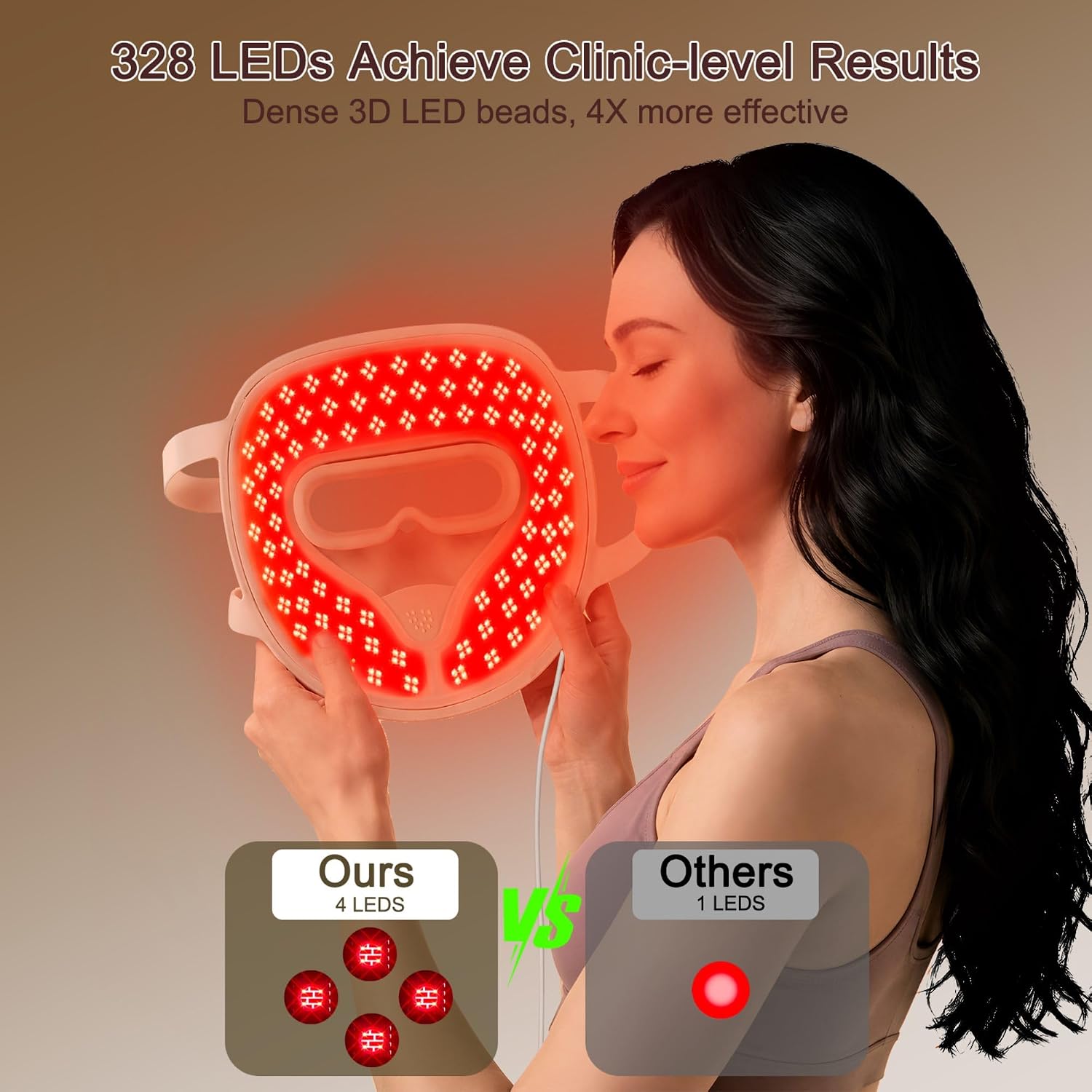 MASCARILLA FACIAL SOJUVENVER 9D TERAPIA DE LUZ ROJA 328 LEDS ANTIEDAD - 3