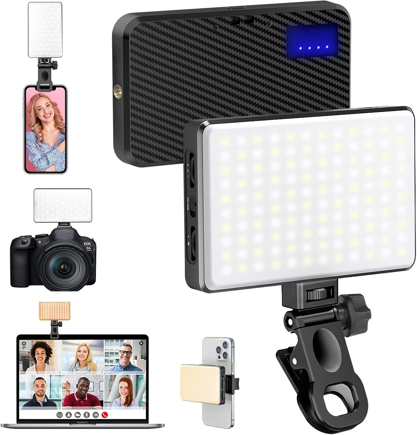 ILUMINADOR LED PARA CELULAR AURIANI 168 LUCES RECARGABLE 3000MAH CON CLIP - 1