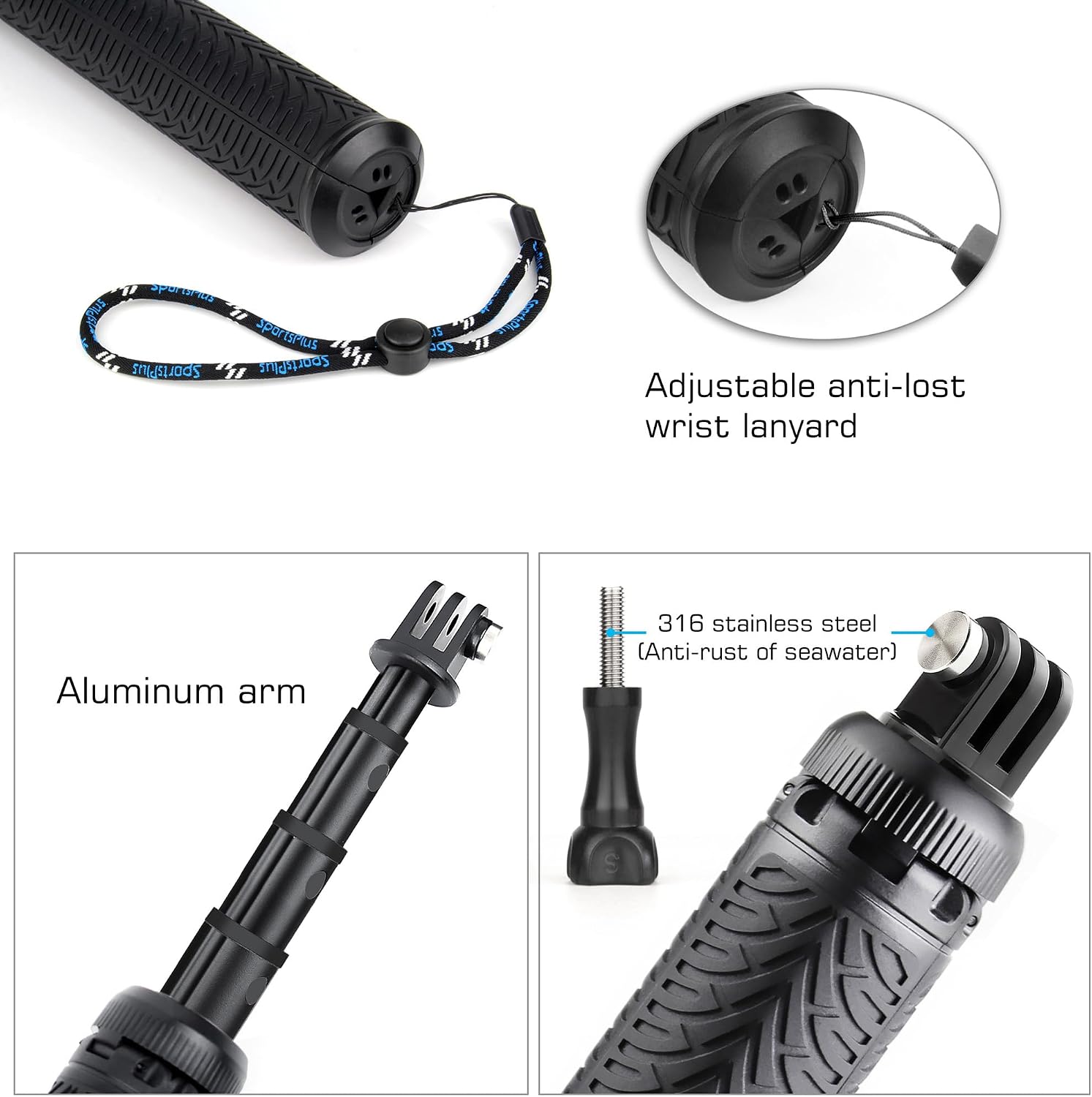 TRÍPODE PARA CÁMARA GEPULY ALUMINIO IMPERMEABLE CON SELFIE STICK - 3