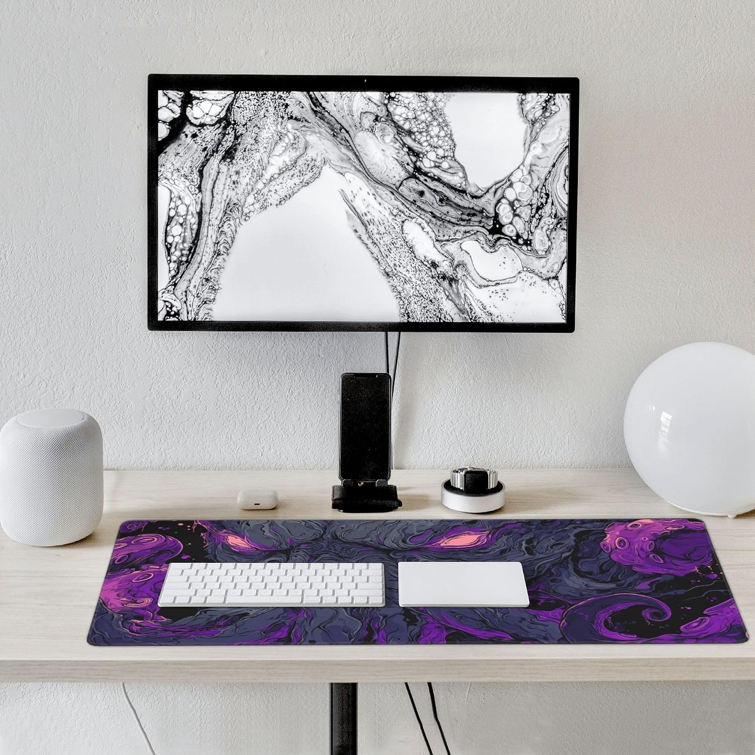 MOUSE PAD GRANDE JJWETONG CON DISEÑO ABSTRACTO DE PULPO MORADO 90X40 CM - 4