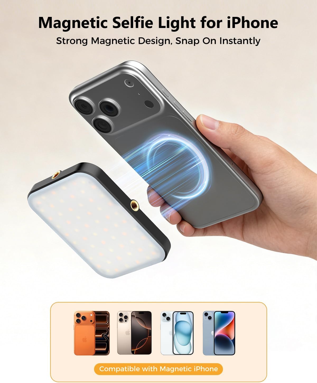 ILUMINADOR MAGNÉTICO PARA SELFIES AURIANI CON 6 MODOS DE LUZ Y 12 NIVELES DE BRILLO - 4