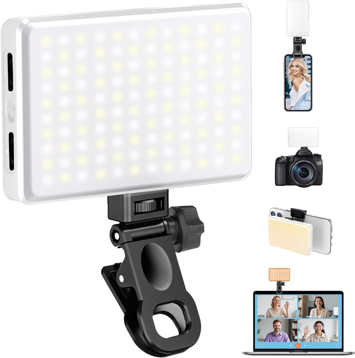 ILUMINADOR PORTÁTIL AURIANI 168 LED RECARGABLE CON CLIP FRONTAL Y TRASERO BLANCO - 1