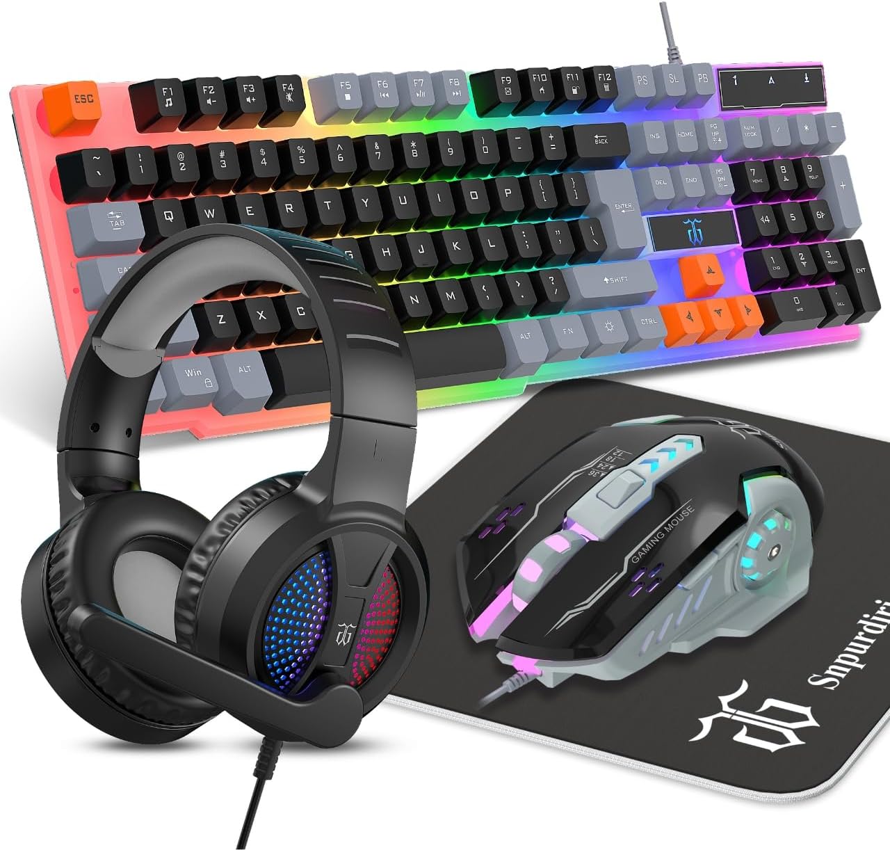 KIT DE TECLADO, MOUSE, AUDÍFONOS Y MOUSEPAD PARA GAMING DGG - 1