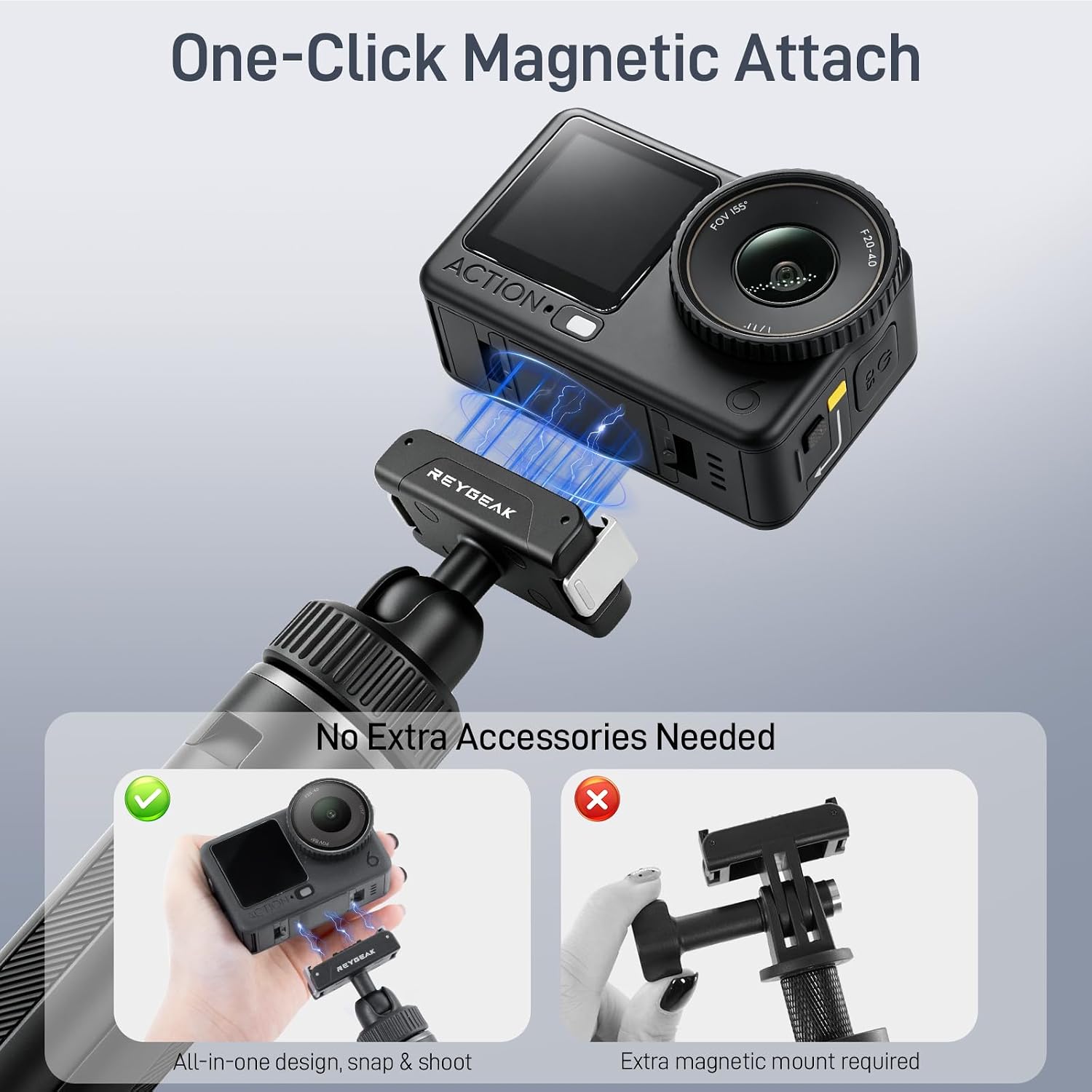 TRÍPODE PARA CÁMARA REYGEAK 15 PULGADAS CON CABEZA DE BOLA 360° PARA DJI OSMO 360 ACTION 5 PRO/4/3 - 3