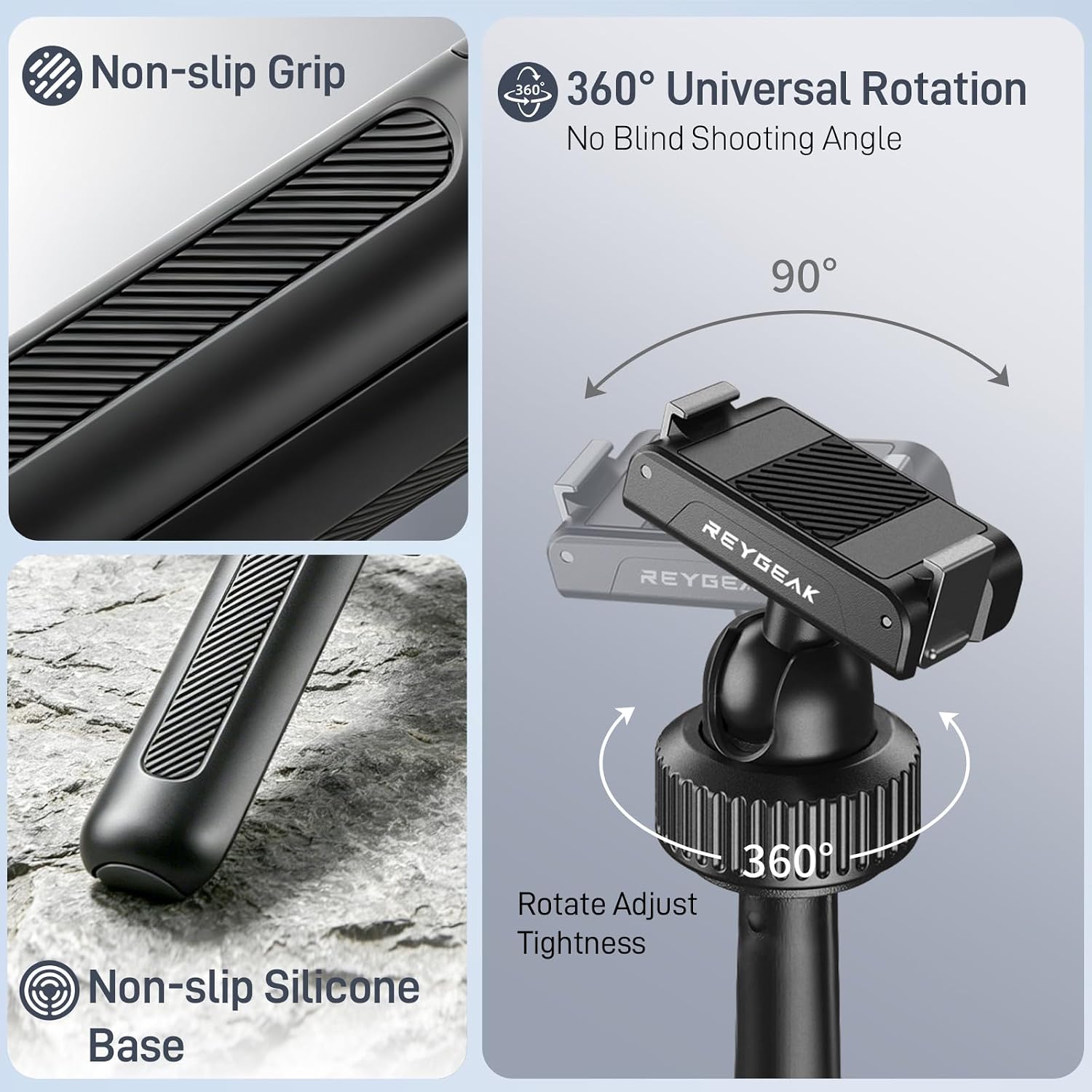 TRÍPODE PARA CÁMARA REYGEAK 15 PULGADAS CON CABEZA DE BOLA 360° PARA DJI OSMO 360 ACTION 5 PRO/4/3 - 5