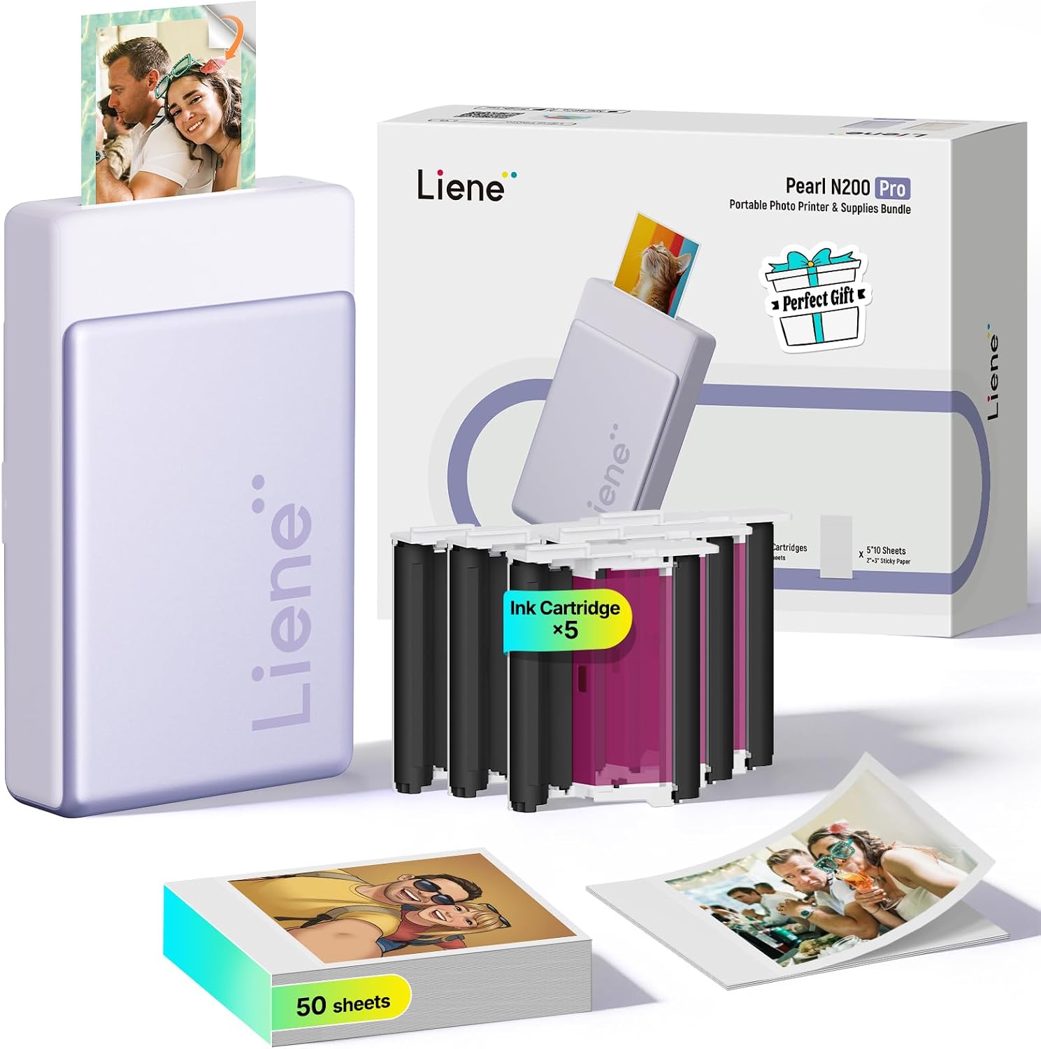 IMPRESORA PORTÁTIL DE FOTOS LIENE PEARL N200 PRO MORADA 2X3 - 1
