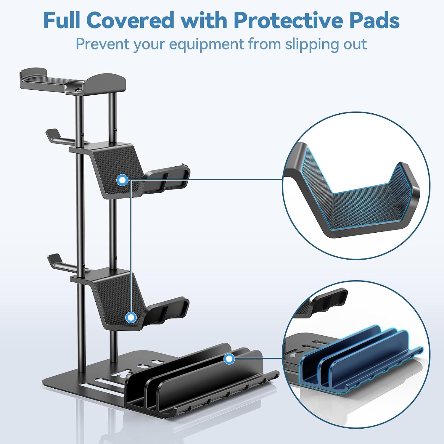 SOPORTE PARA AUDÍFONOS Y CONTROL KDD CON BASE DE ALUMINIO Y ORGANIZADOR UNIVERSAL - 4