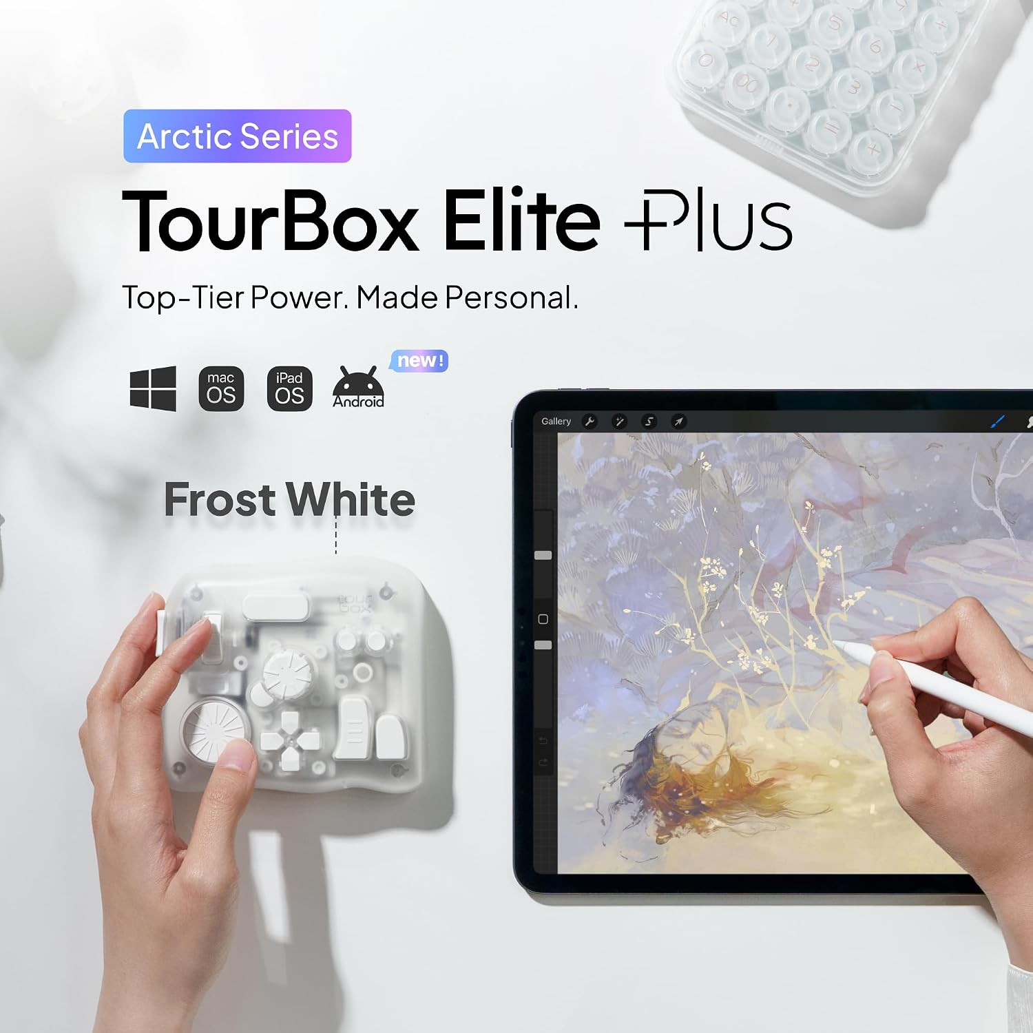 CONTROLADOR DE EDICIÓN TOURBOX ELITE PLUS FROST WHITE - 2