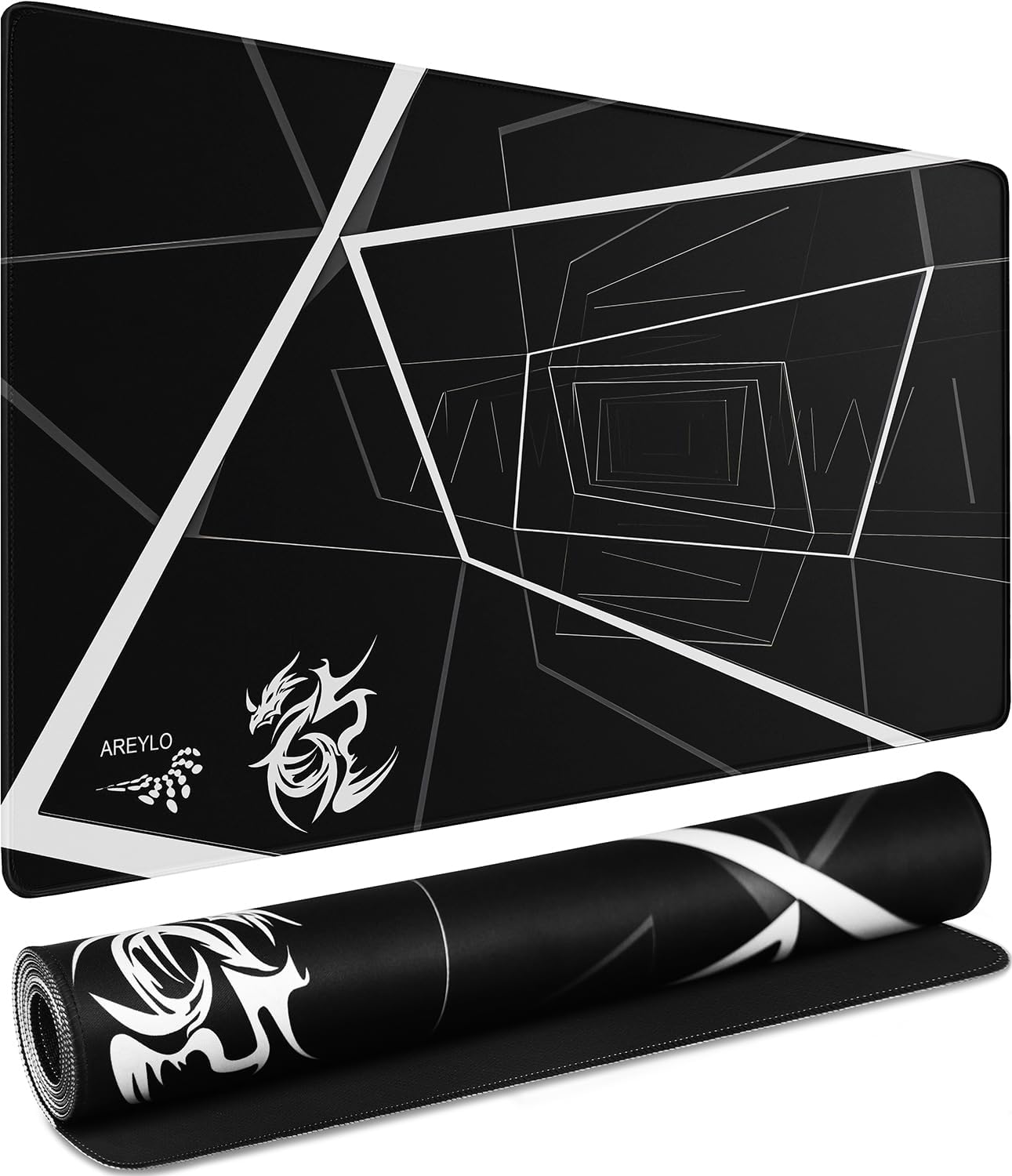 MOUSE PAD AREYLO XXL IMPERMEABLE CON BORDES COSIDOS 80X40 CM NEGRO - 1