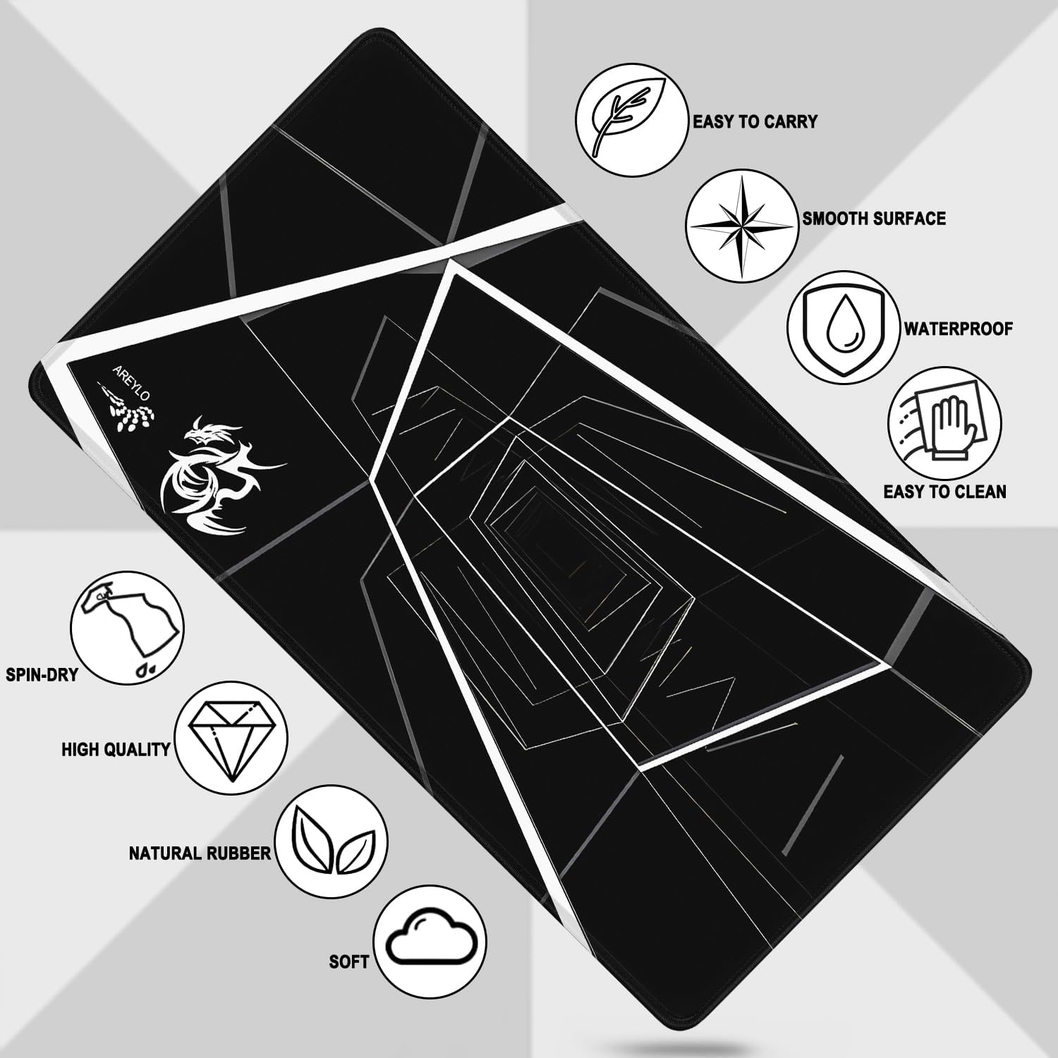 MOUSE PAD AREYLO XXL IMPERMEABLE CON BORDES COSIDOS 80X40 CM NEGRO - 5