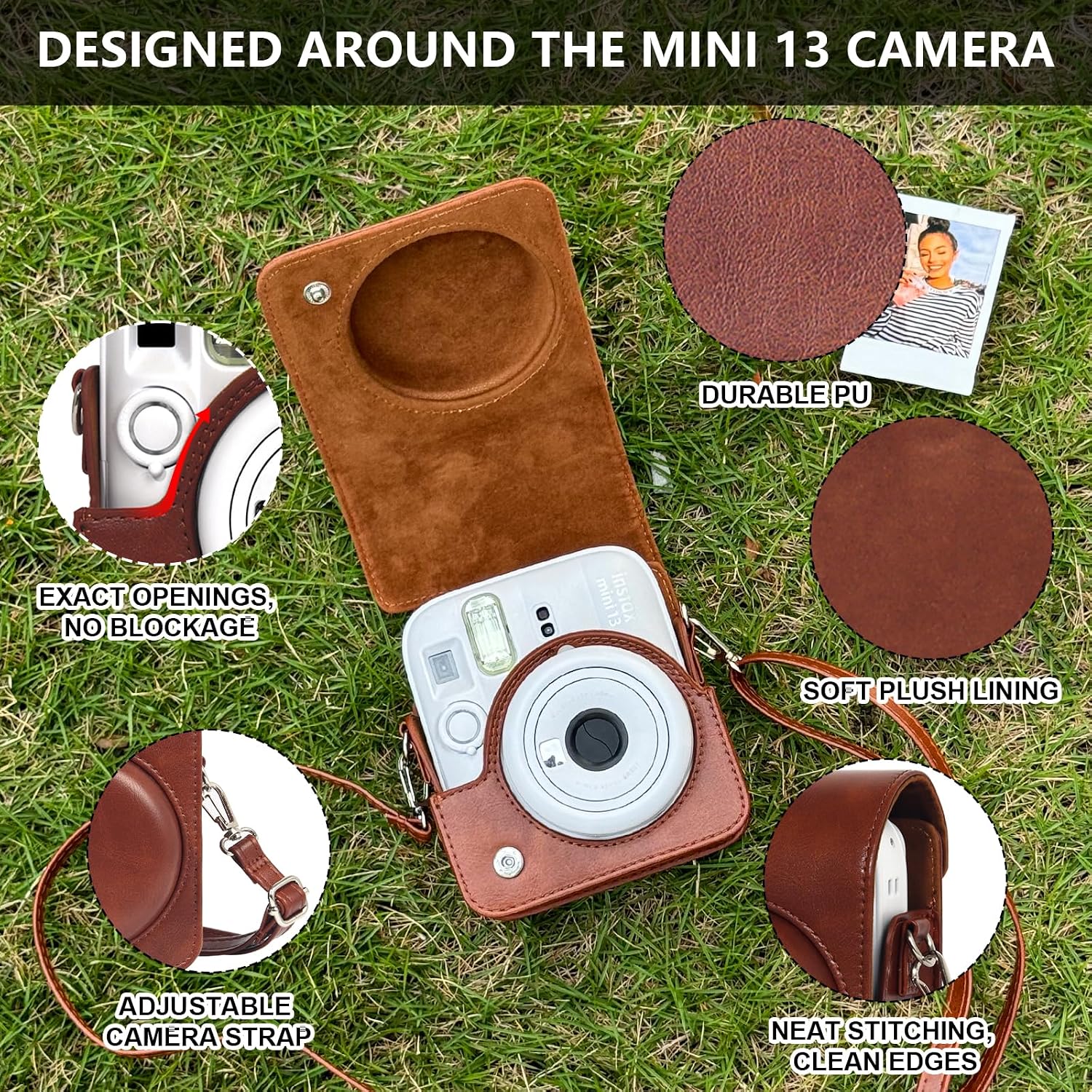 FUNDA PARA CÁMARA WOGOZAN FUJIFILM INSTAX MINI 13 MARRÓN - 4