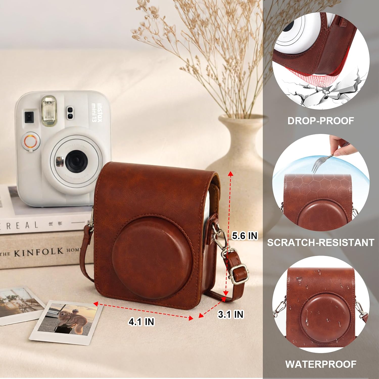 FUNDA PARA CÁMARA WOGOZAN FUJIFILM INSTAX MINI 13 MARRÓN - 5