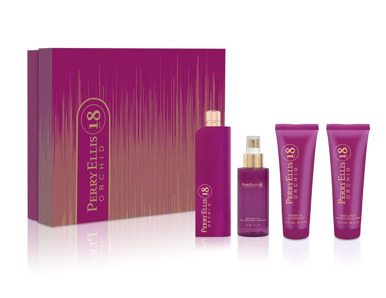 SET DE FRAGANCIAS PERRY ELLIS 18 ORCHID 4 PIEZAS PARA MUJER - 1