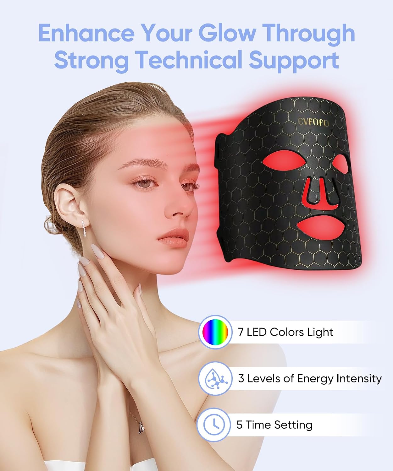ALMOHADA TERAPÉUTICA EVFOFO FDA-CLEARED 850 NIR RED LIGHT THERAPY PARA ROSTRO - 2