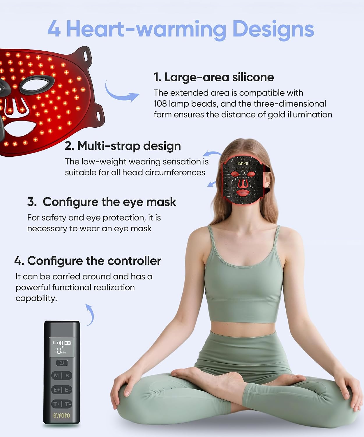 ALMOHADA TERAPÉUTICA EVFOFO FDA-CLEARED 850 NIR RED LIGHT THERAPY PARA ROSTRO - 3