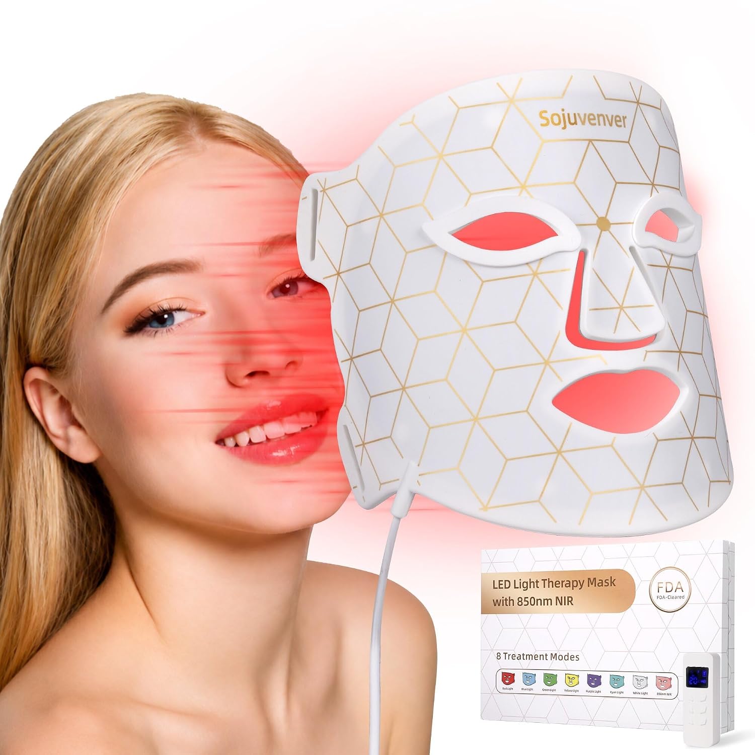 MASCARILLA FACIAL SOJUVENVER RED LIGHT THERAPY 8 COLORES LED ANTIEDAD - 1