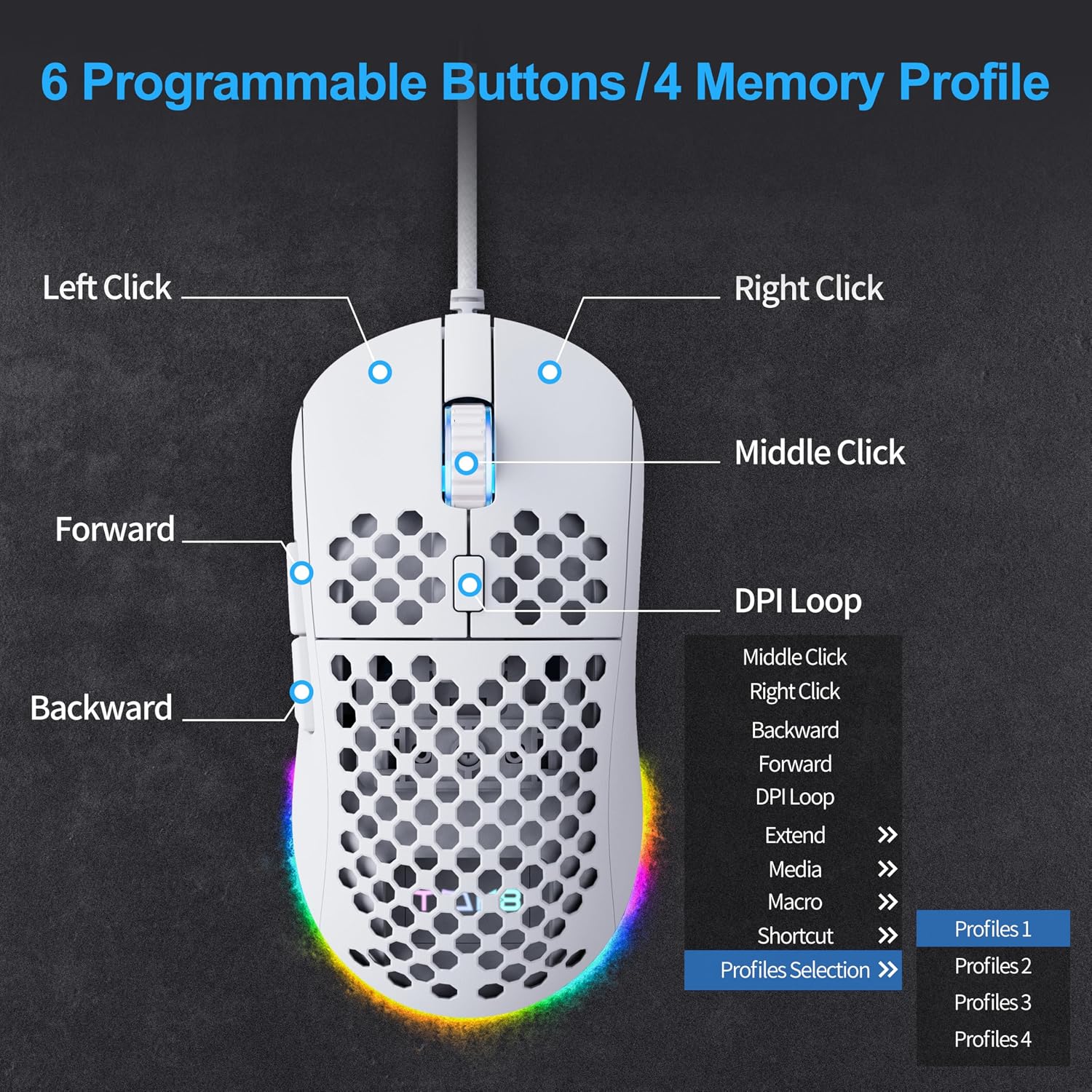 MOUSE GAMER TMKB FALCON M1SE BLANCO 12800DPI CABLEADO - 3