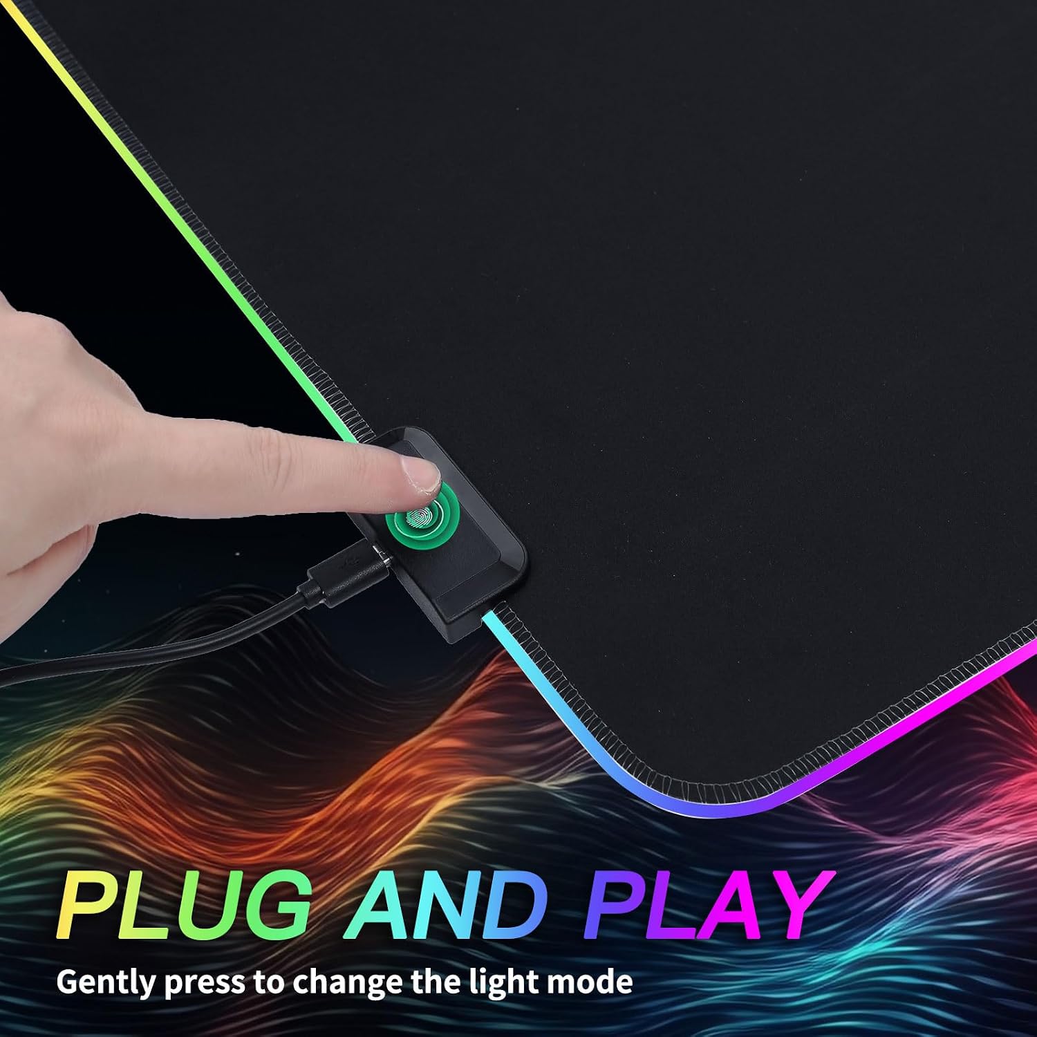 MOUSE PAD GAMING TIDALSOIL RGB 80X30 CM NEGRO - 3