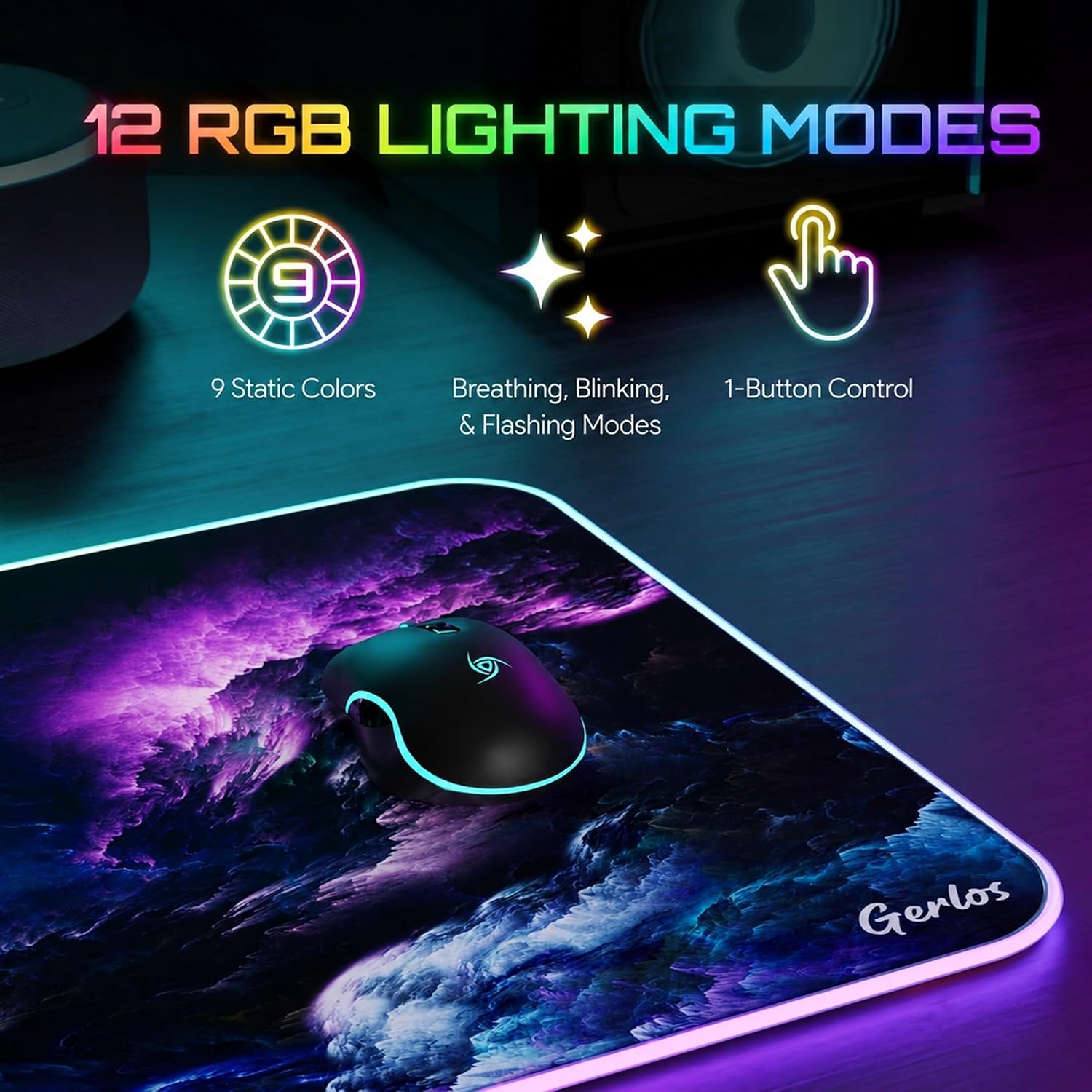 MOUSE PAD GAMING GERLOS RGB GRANDE 80X30 CM - 5