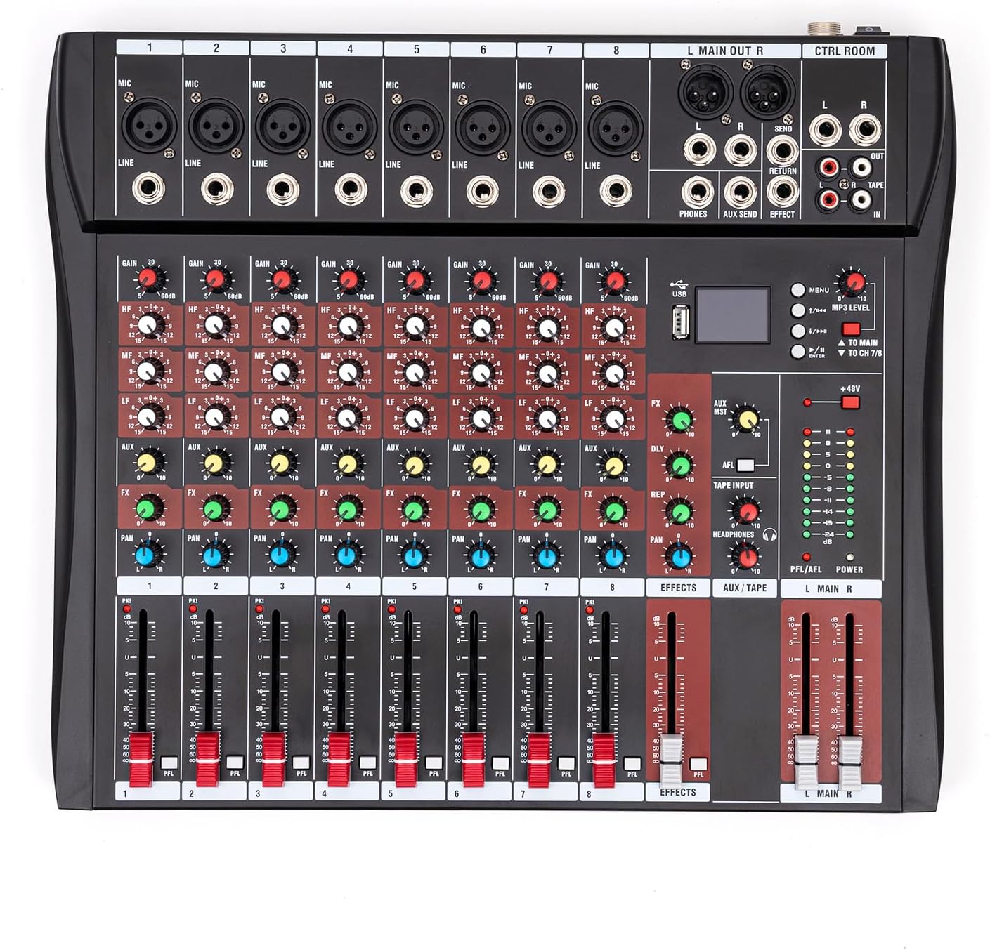 MEZCLADOR DE AUDIO 8 CANALES IOENC CON BLUETOOTH Y ECUALIZADOR DE 3 BANDAS - 1