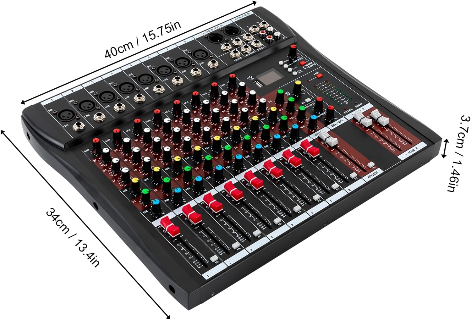 MEZCLADOR DE AUDIO 8 CANALES IOENC CON BLUETOOTH Y ECUALIZADOR DE 3 BANDAS - 3