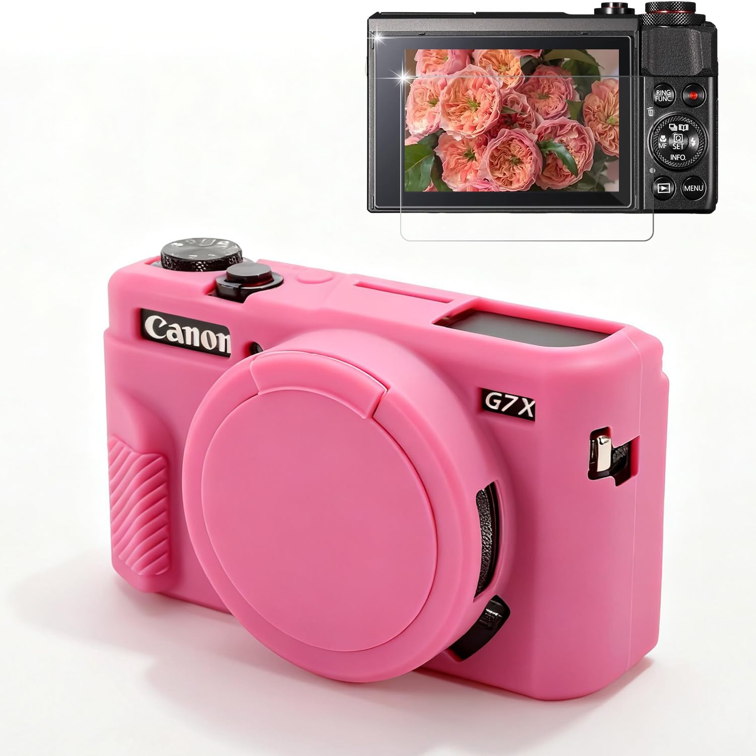 CARCASA PARA CÁMARA CANON G7X MARK II FREVYVE ROSA FUERTE - 1