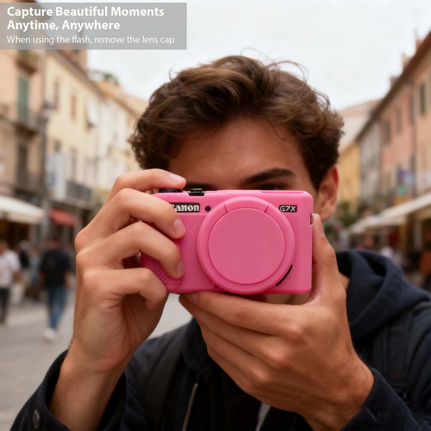 CARCASA PARA CÁMARA CANON G7X MARK II FREVYVE ROSA FUERTE - 2