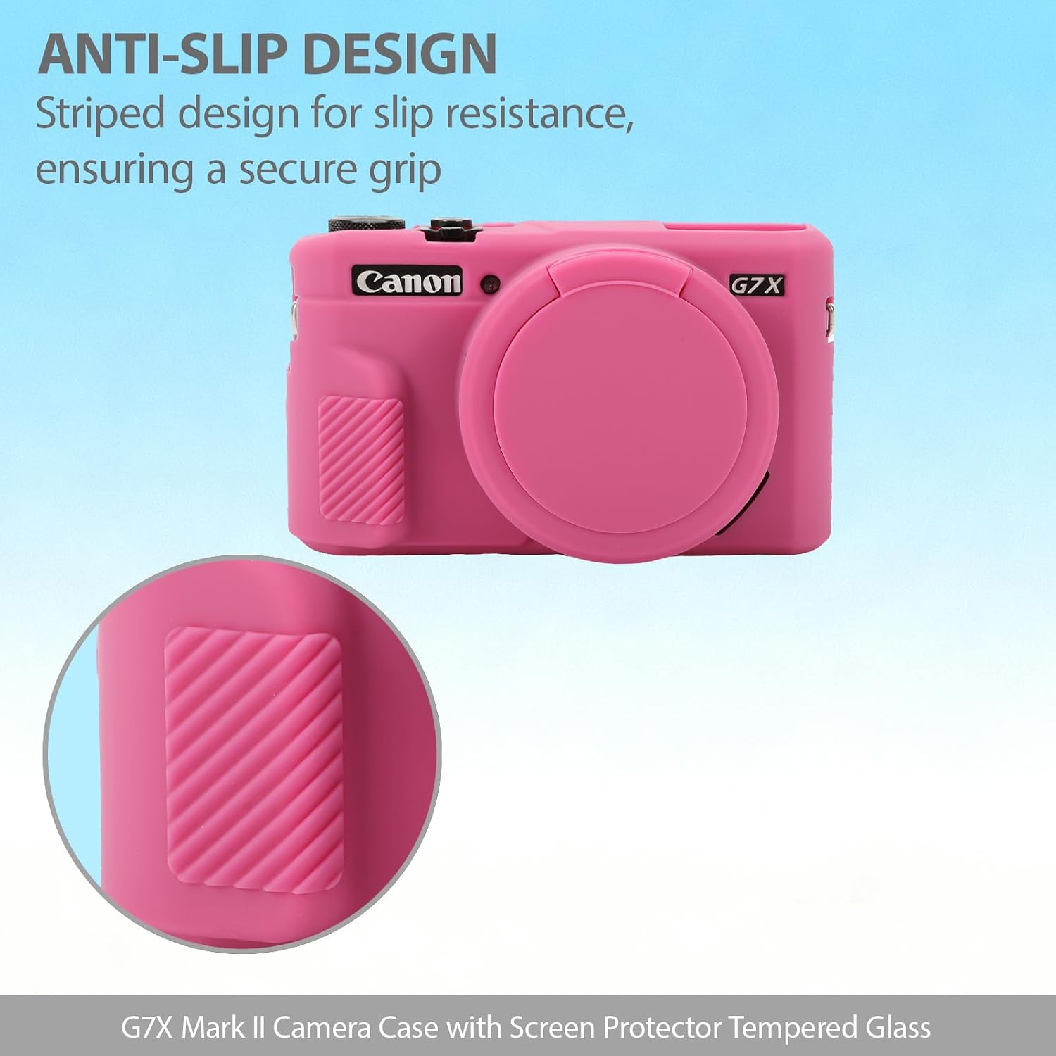 CARCASA PARA CÁMARA CANON G7X MARK II FREVYVE ROSA FUERTE - 4