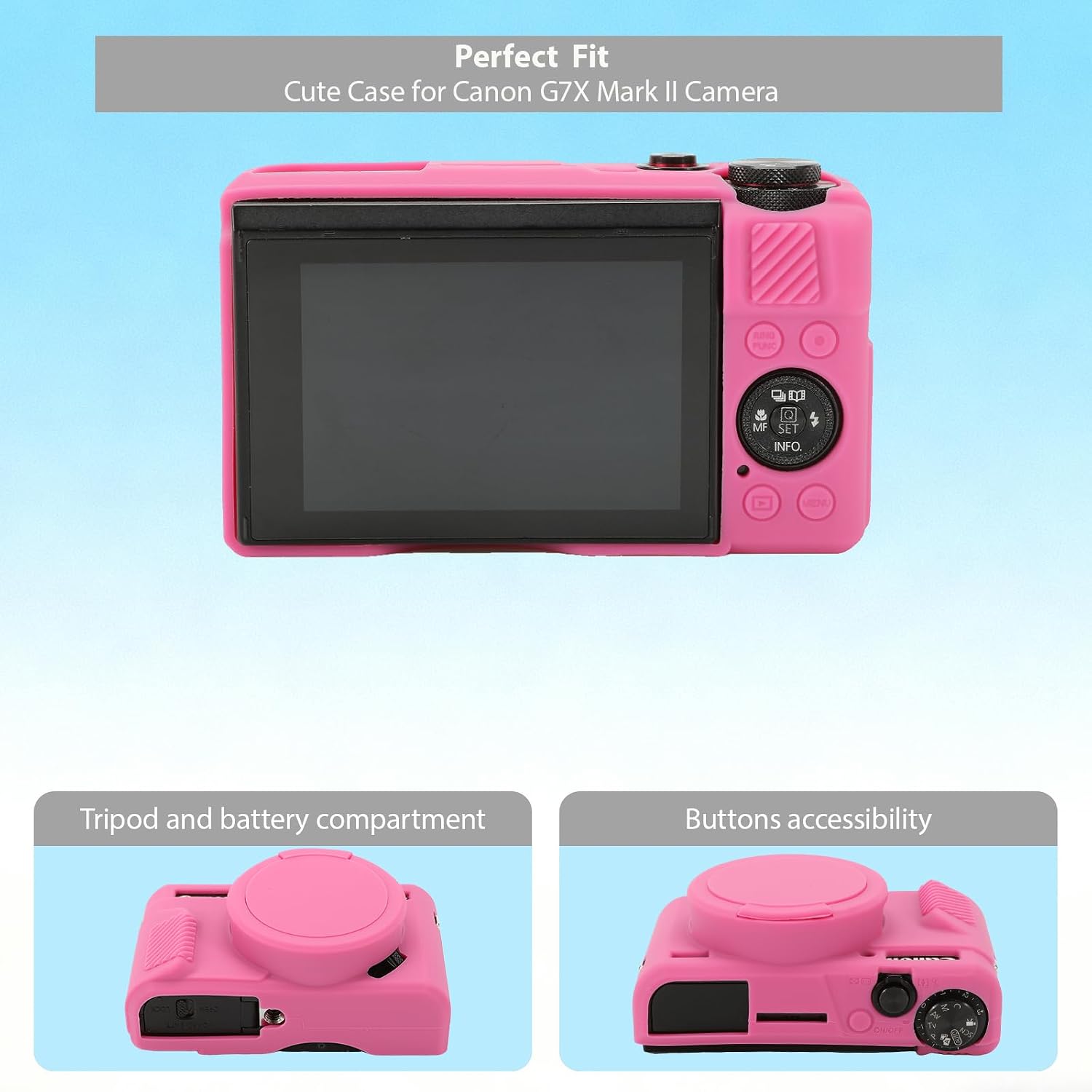 CARCASA PARA CÁMARA CANON G7X MARK II FREVYVE ROSA FUERTE - 5