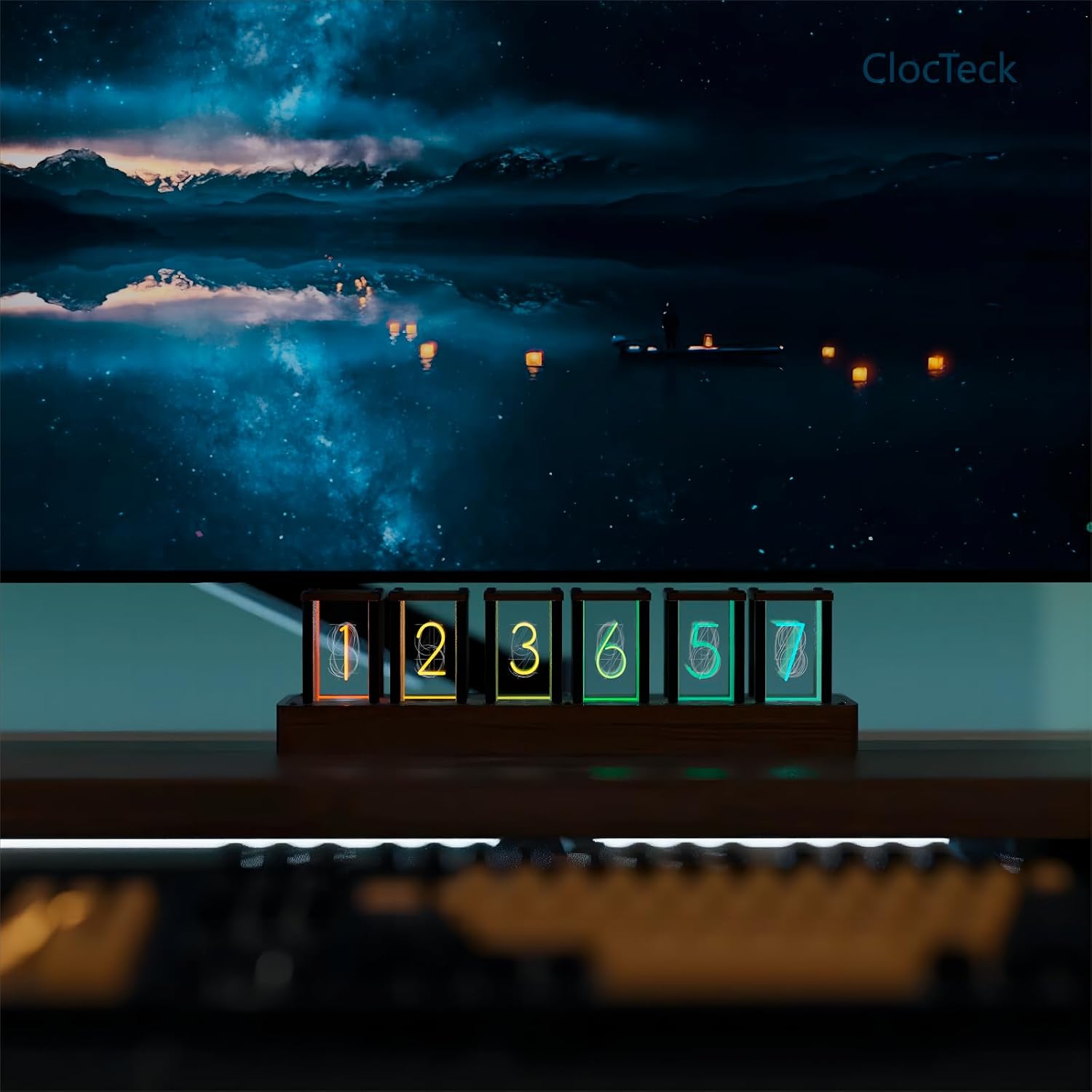 RELOJ DE ESCRITORIO DIGITAL CLOCTECK NIXIE TUBE WALNUT CON CALIBRACIÓN WI-FI Y ALARMA - 2
