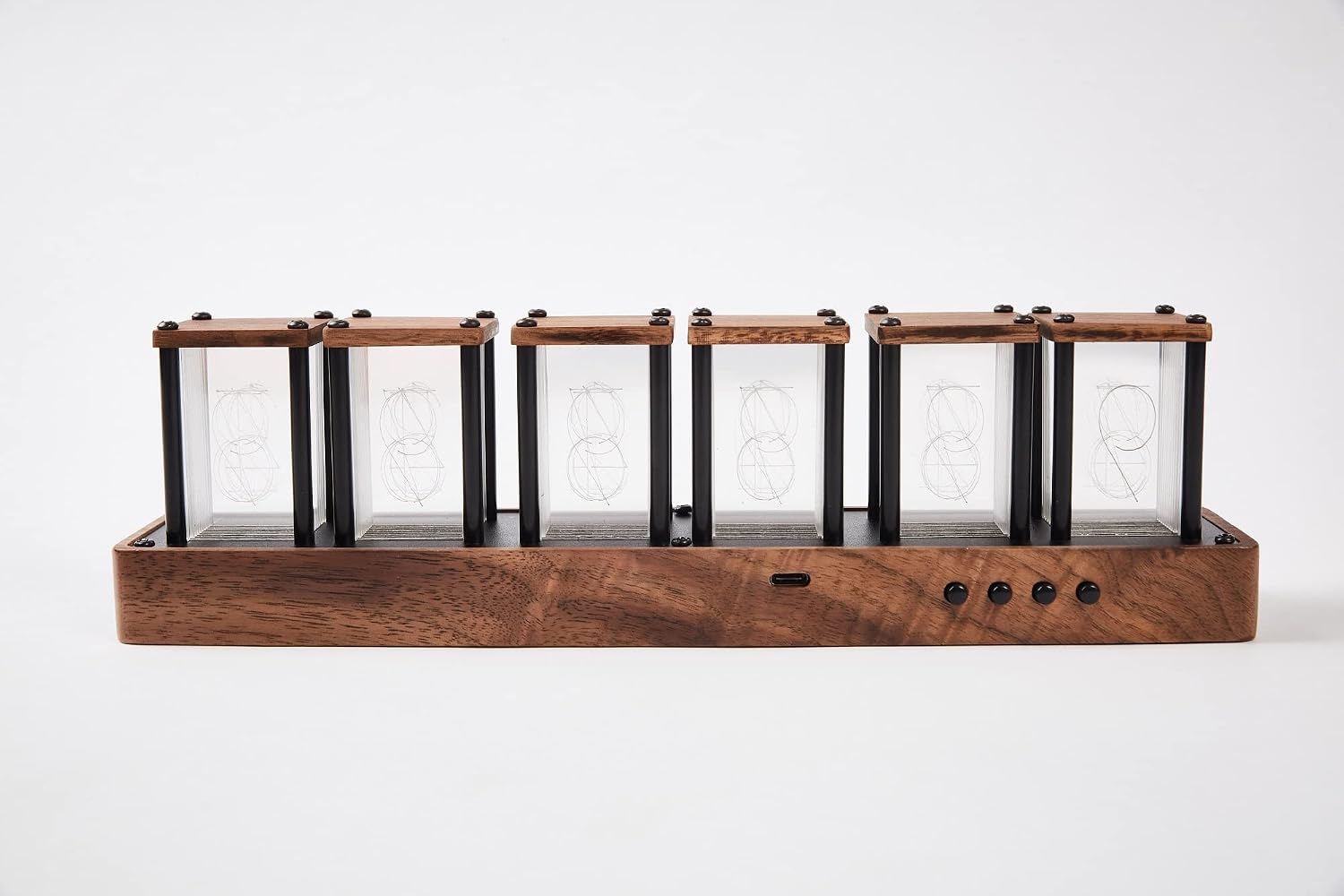RELOJ DE ESCRITORIO DIGITAL CLOCTECK NIXIE TUBE WALNUT CON CALIBRACIÓN WI-FI Y ALARMA - 4