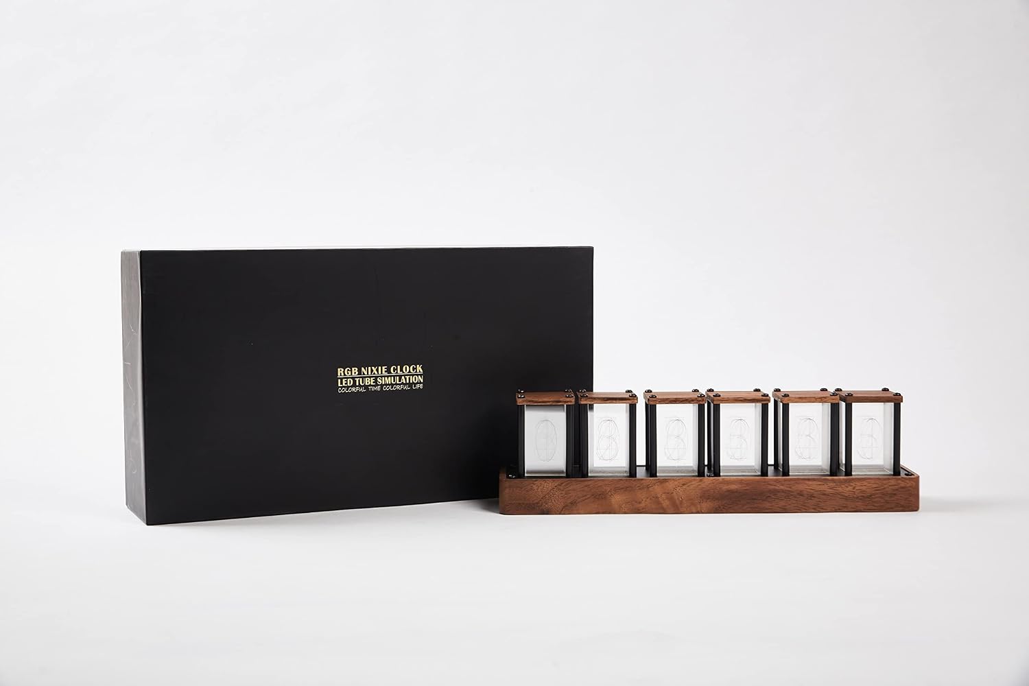 RELOJ DE ESCRITORIO DIGITAL CLOCTECK NIXIE TUBE WALNUT CON CALIBRACIÓN WI-FI Y ALARMA - 5