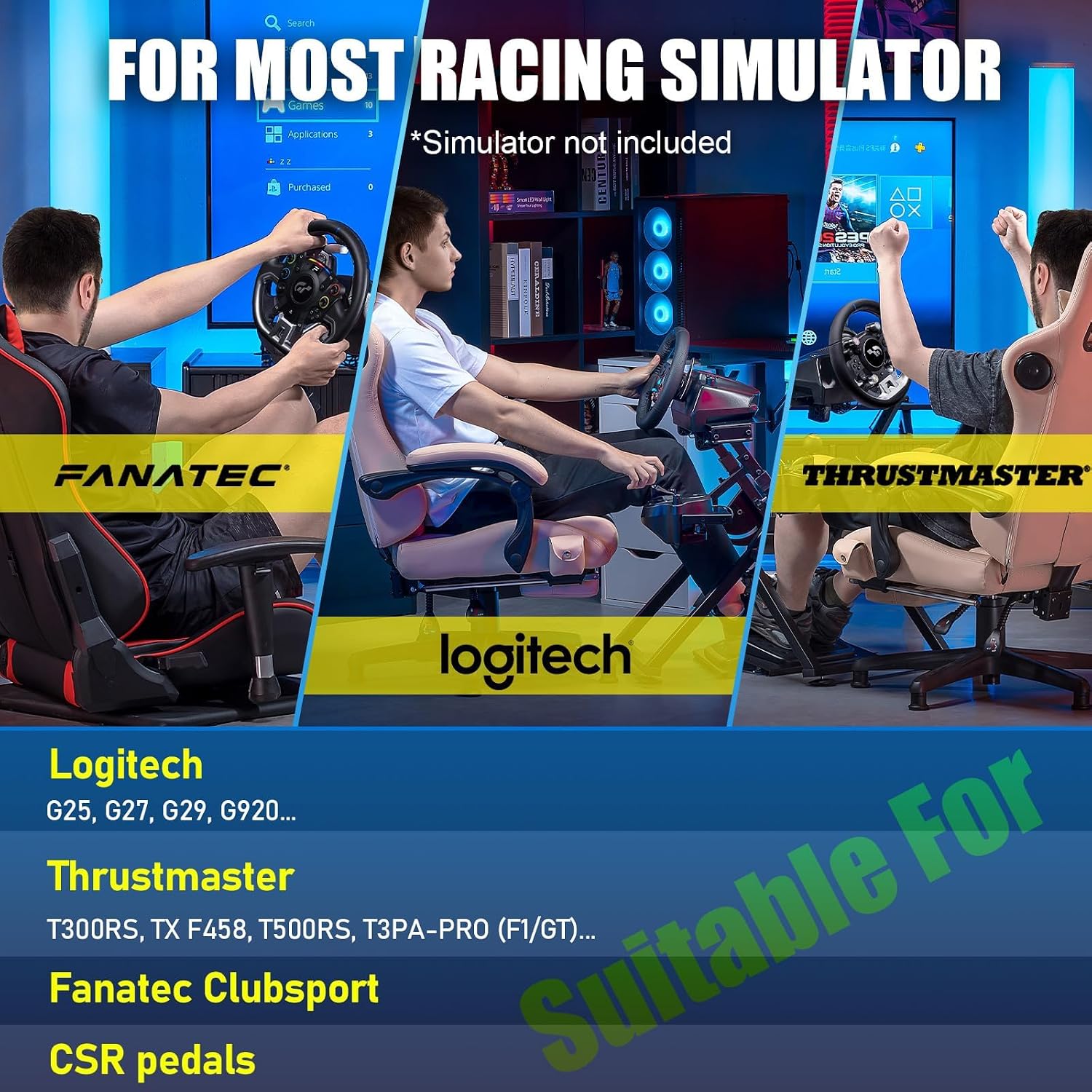 SOPORTE PARA VOLANTE GTPLAYER GTS04 COMPATIBLE LOGITECH Y THRUSTMASTER NEGRO - 2
