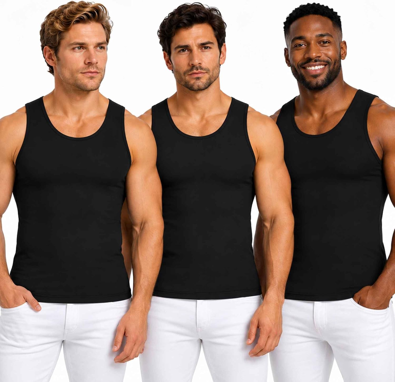 CAMISETA DE COMPRESIÓN INSTA SLIM MS0003 NEGRA PACK 3 - 1