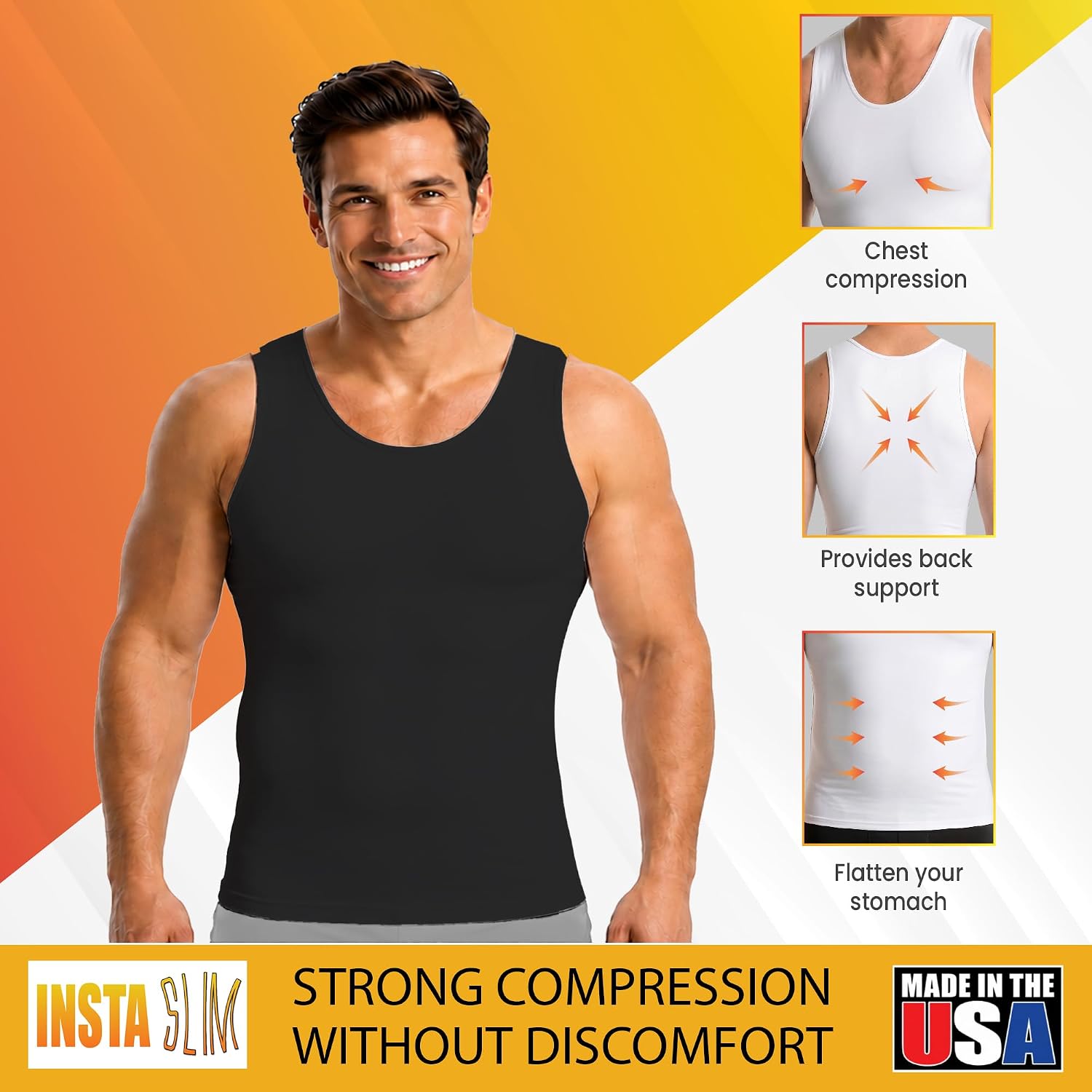 CAMISETA DE COMPRESIÓN INSTA SLIM MS0003 NEGRA PACK 3 - 5