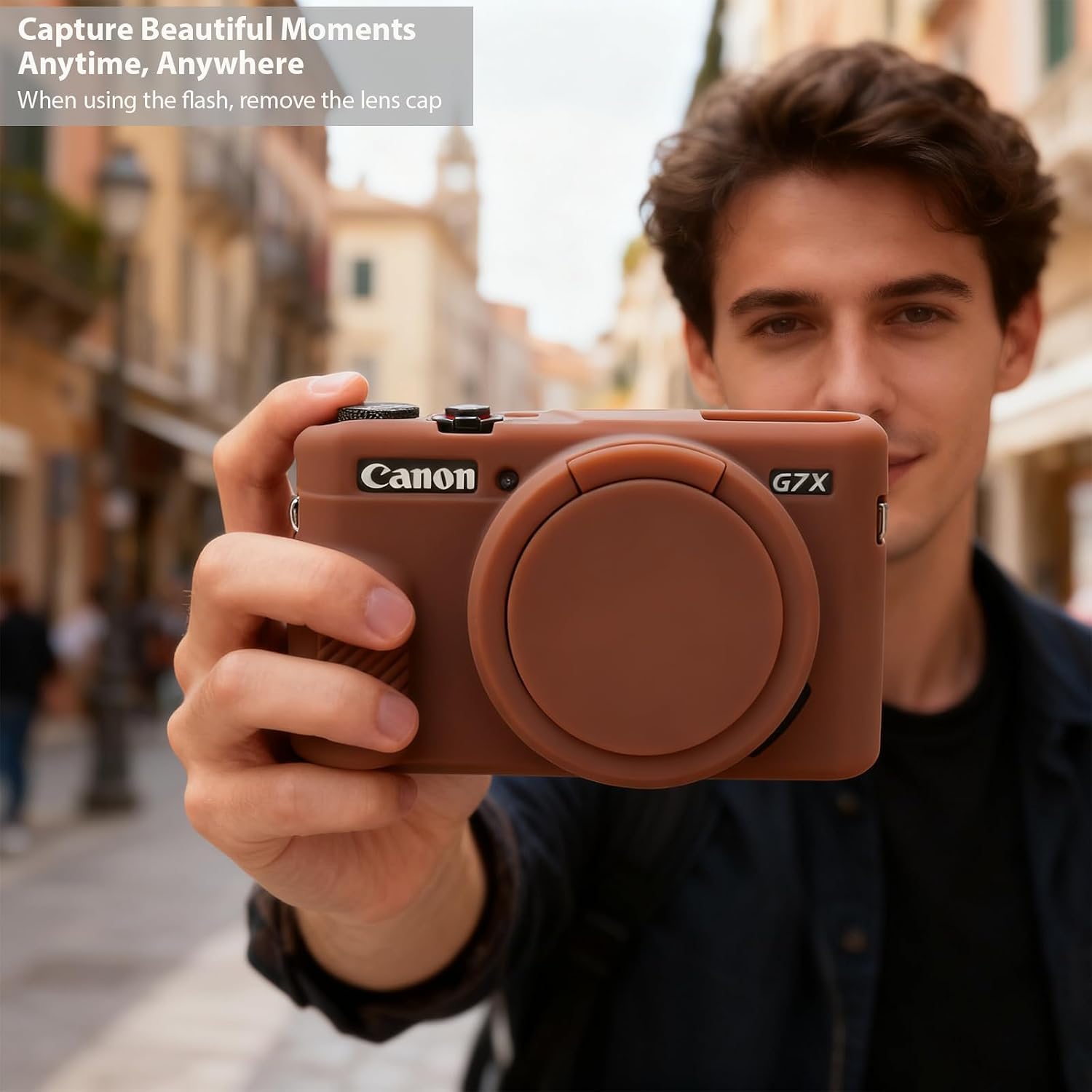 CARCASA PARA CÁMARA CANON G7X MARK II FREVYVE MARRÓN OSCURO - 2