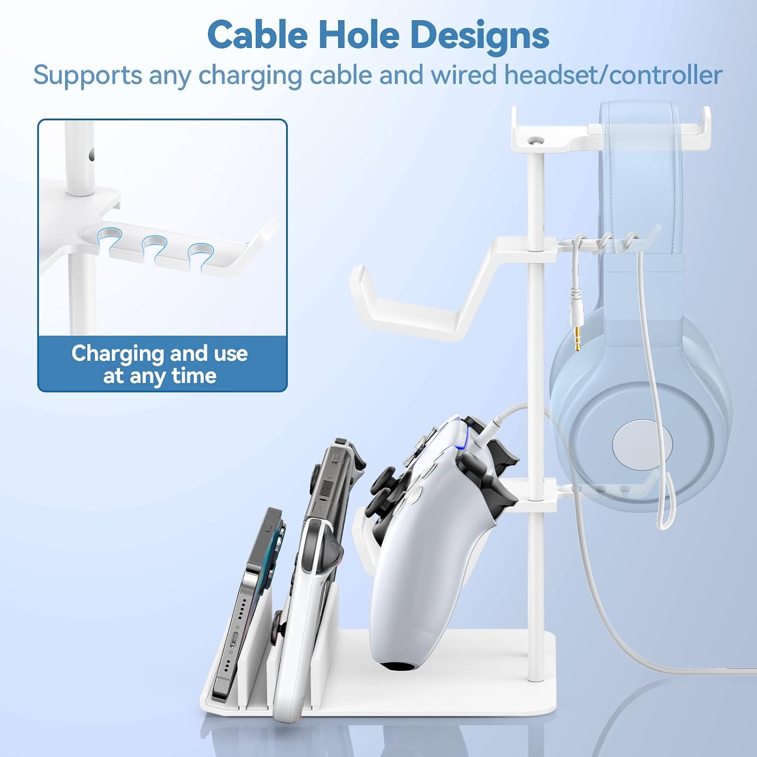 SOPORTE PARA AUDÍFONOS Y CONTROL KDD CON ORGANIZADOR UNIVERSAL BLANCO - 2